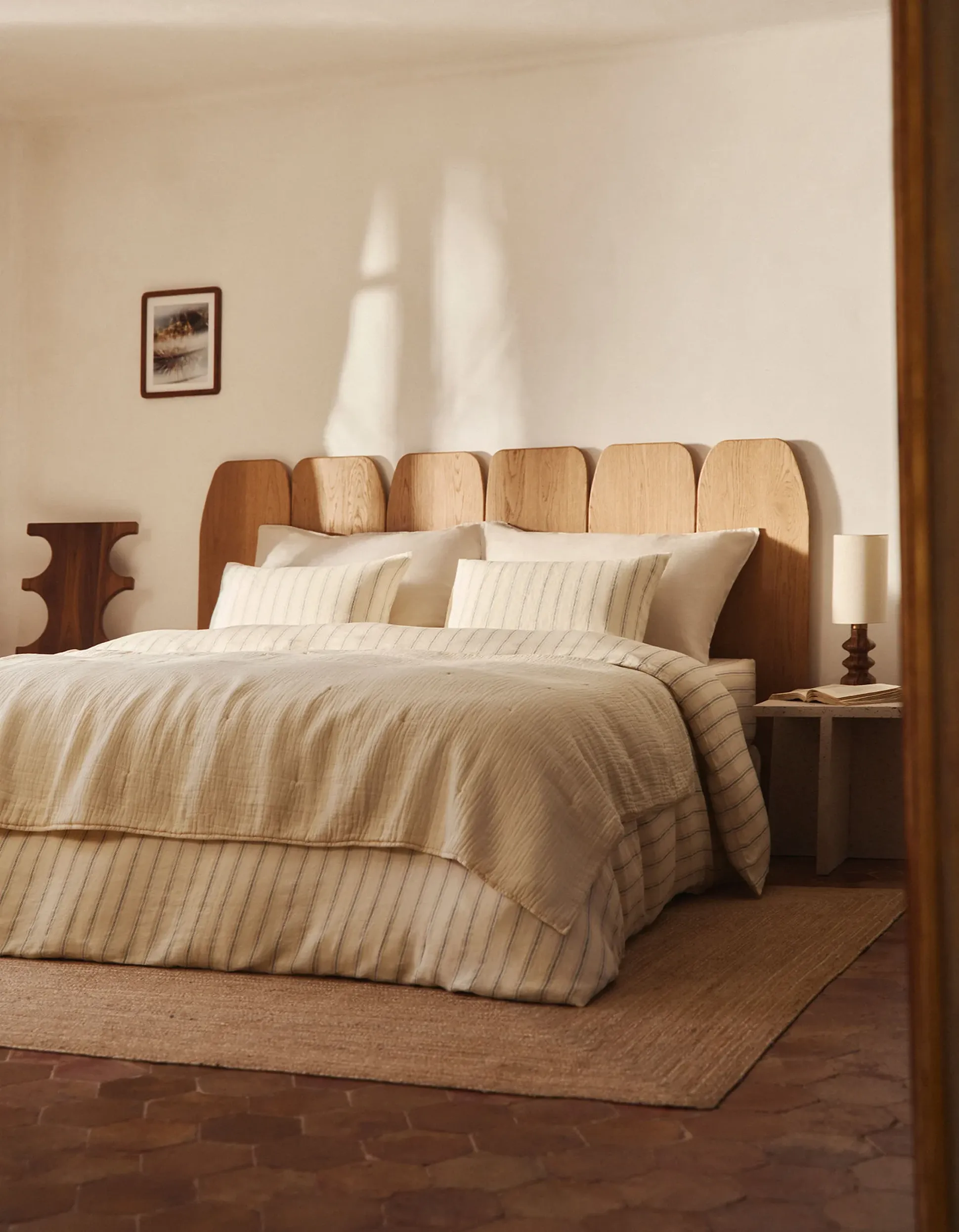 Parure en lin lavé avec petites rayures