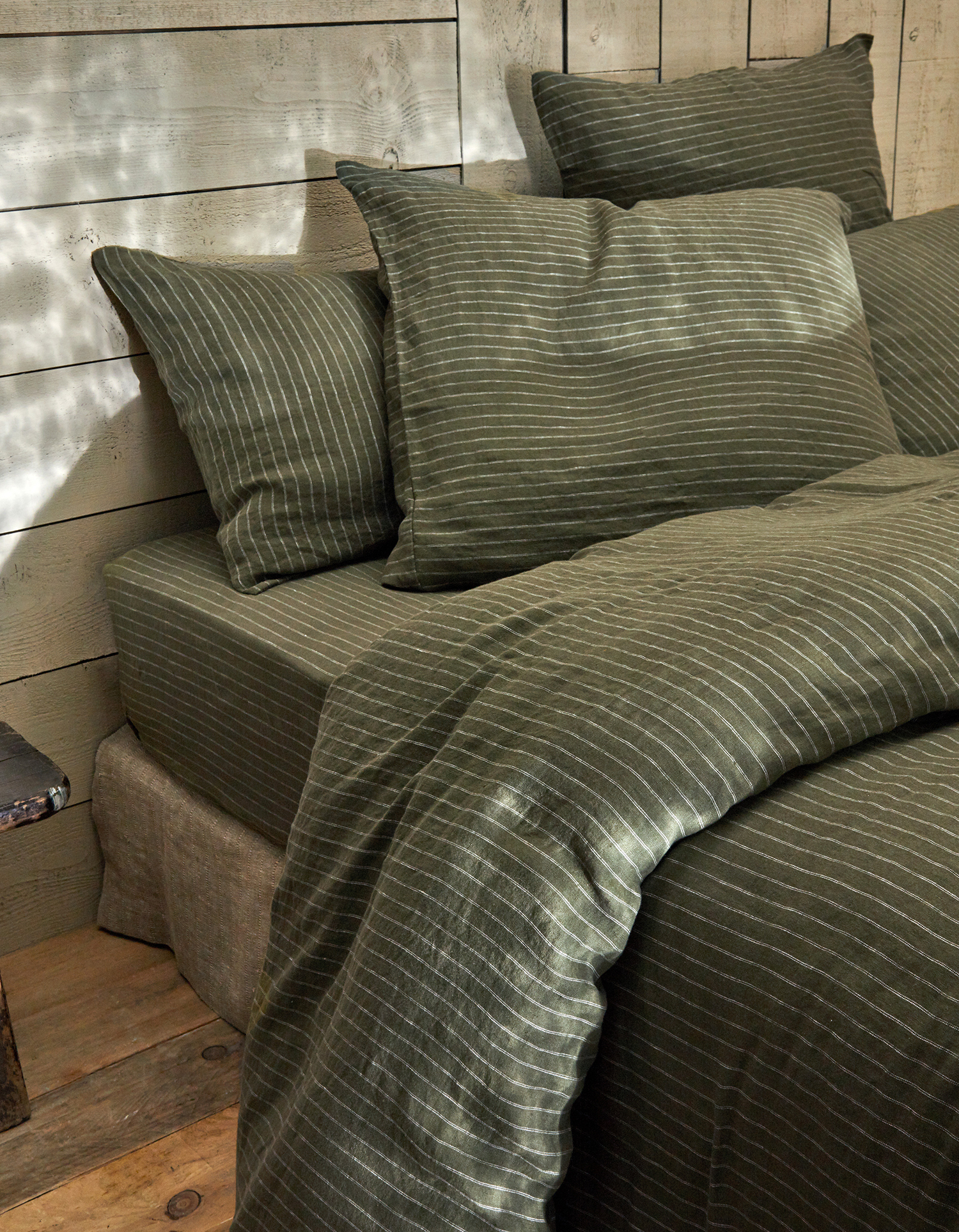 Taie D'oreiller Lombaire 12x20 Pouces - Lin/Coton Vert Foncé - Fermeture Invisible