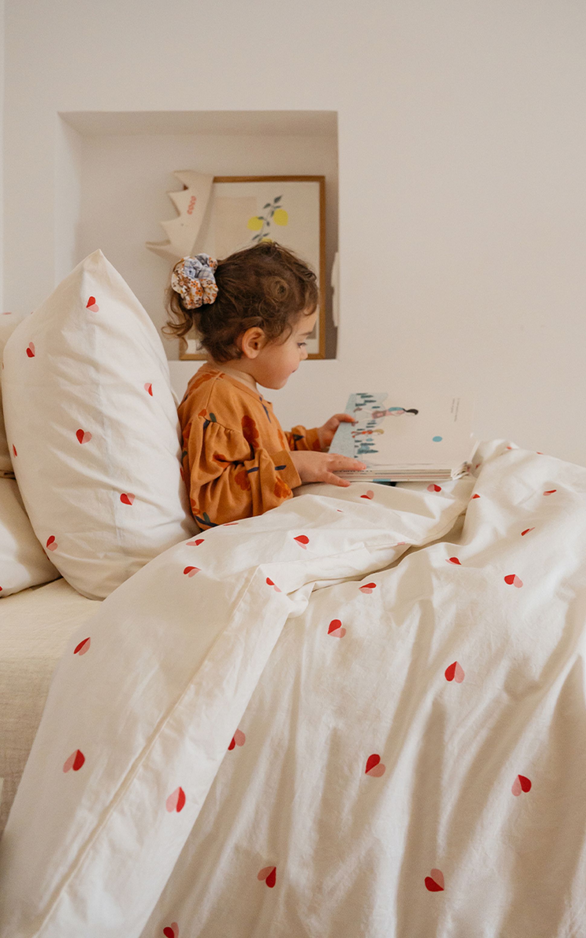 linge de lit enfant petits coeurs