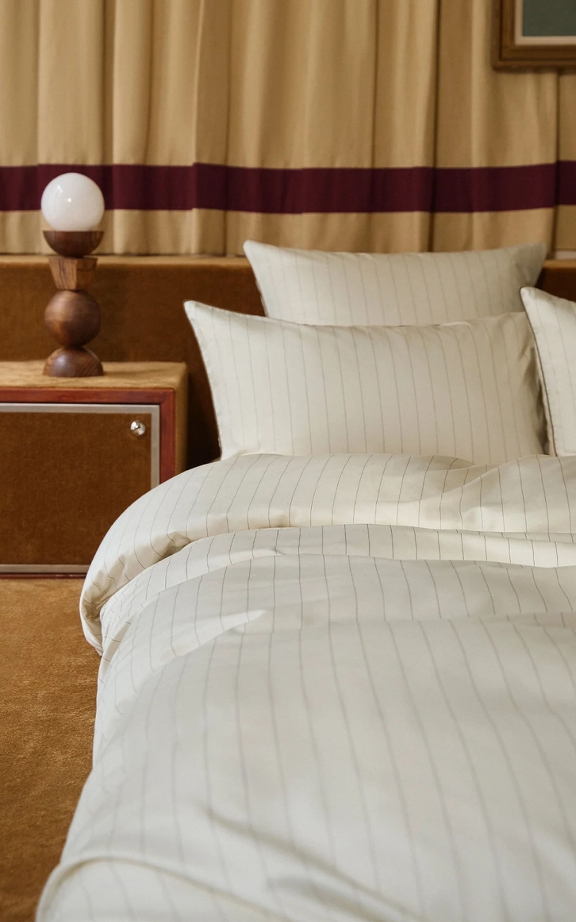 Parure en satin de coton Rayé Bronze de Bonsoirs