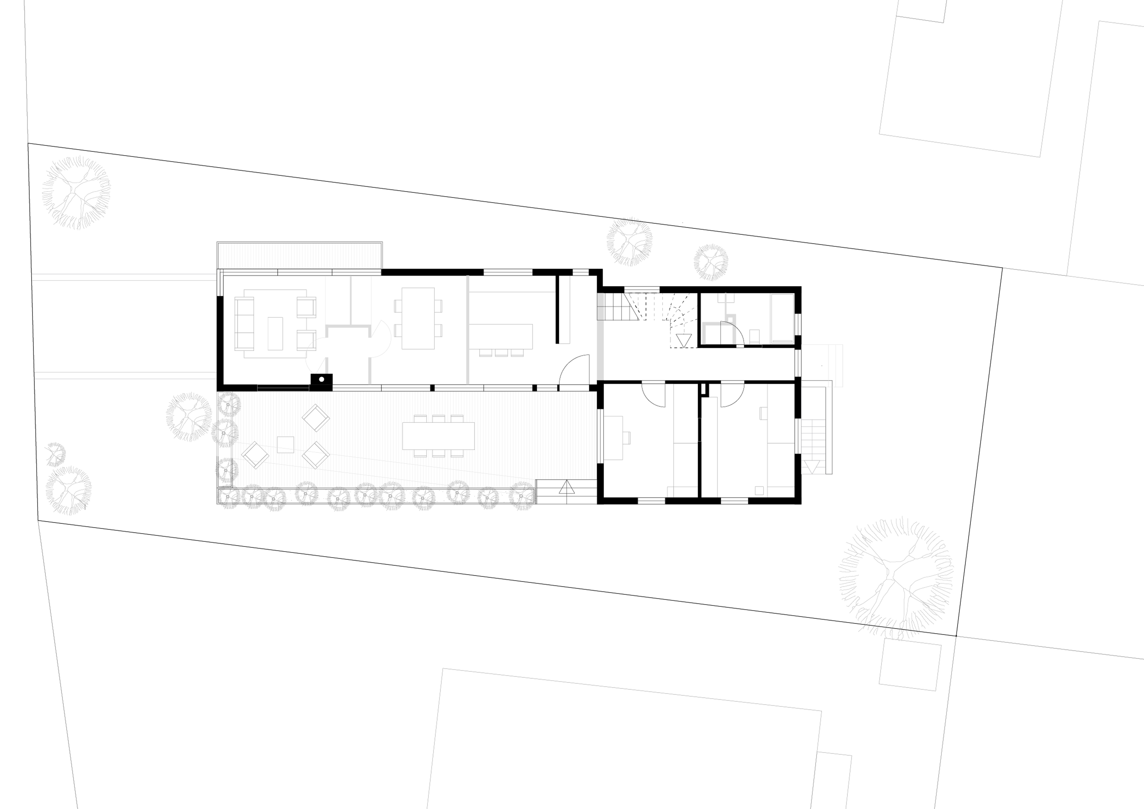 Bickenbach Einfamilienhaus - Hamm Architekten - Grundriss EG