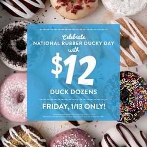 Celebrate National Rubber Ducky Day with a $12 Duck Dozen from Duck Donuts®