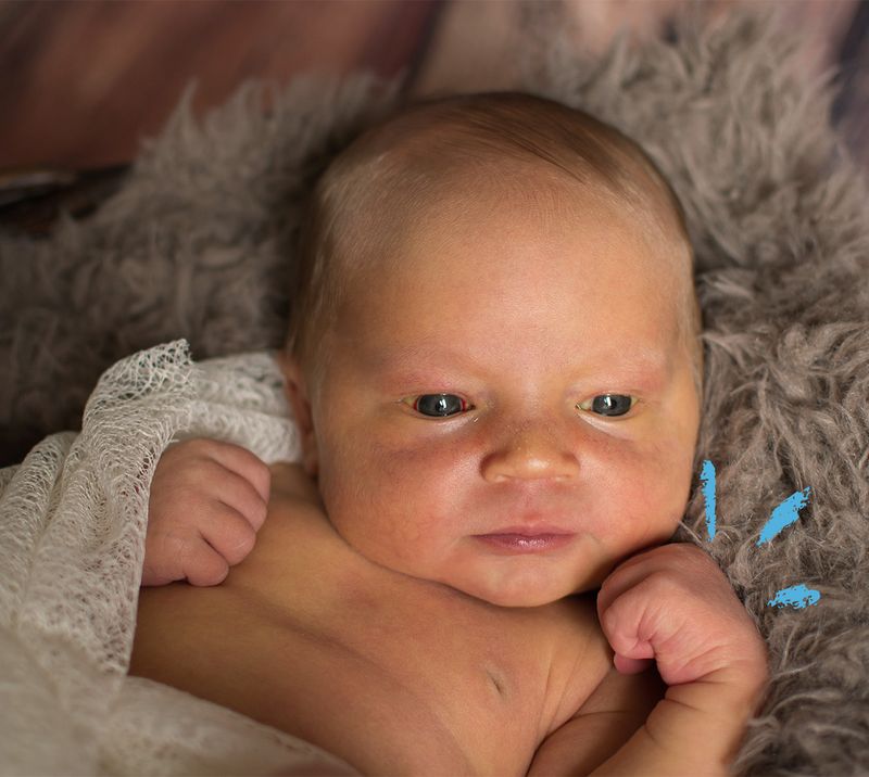 bambino sdraiato su una copertina di peluche