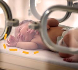 neonato nell'incubatrice di un ospedale