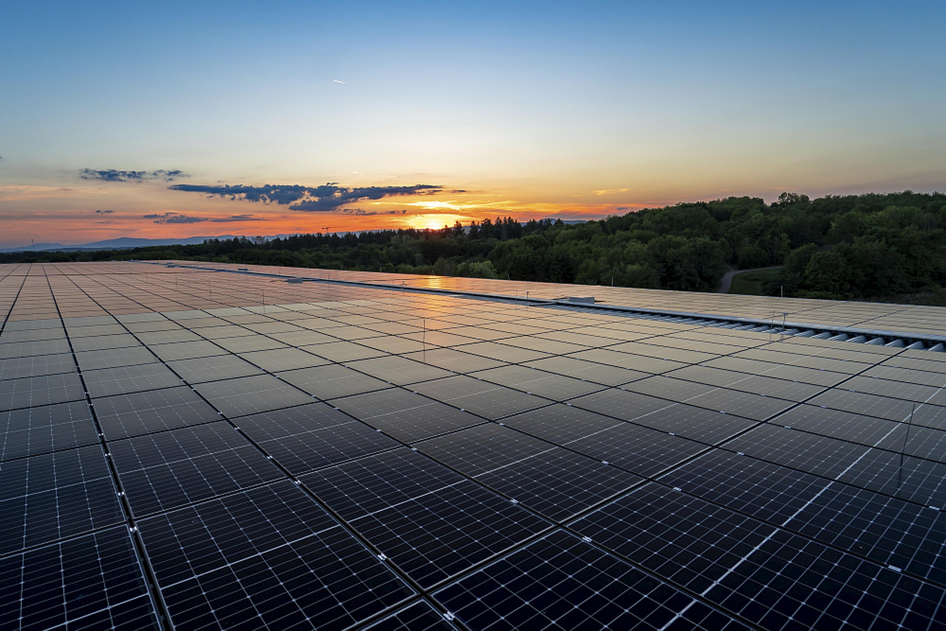 pv Anlage Europapark Sonnenaufgang