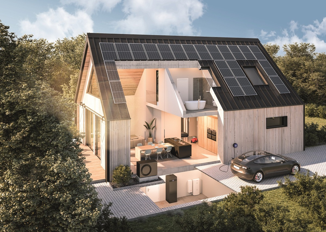 Energieeffizientes Haus mit Solarpanels