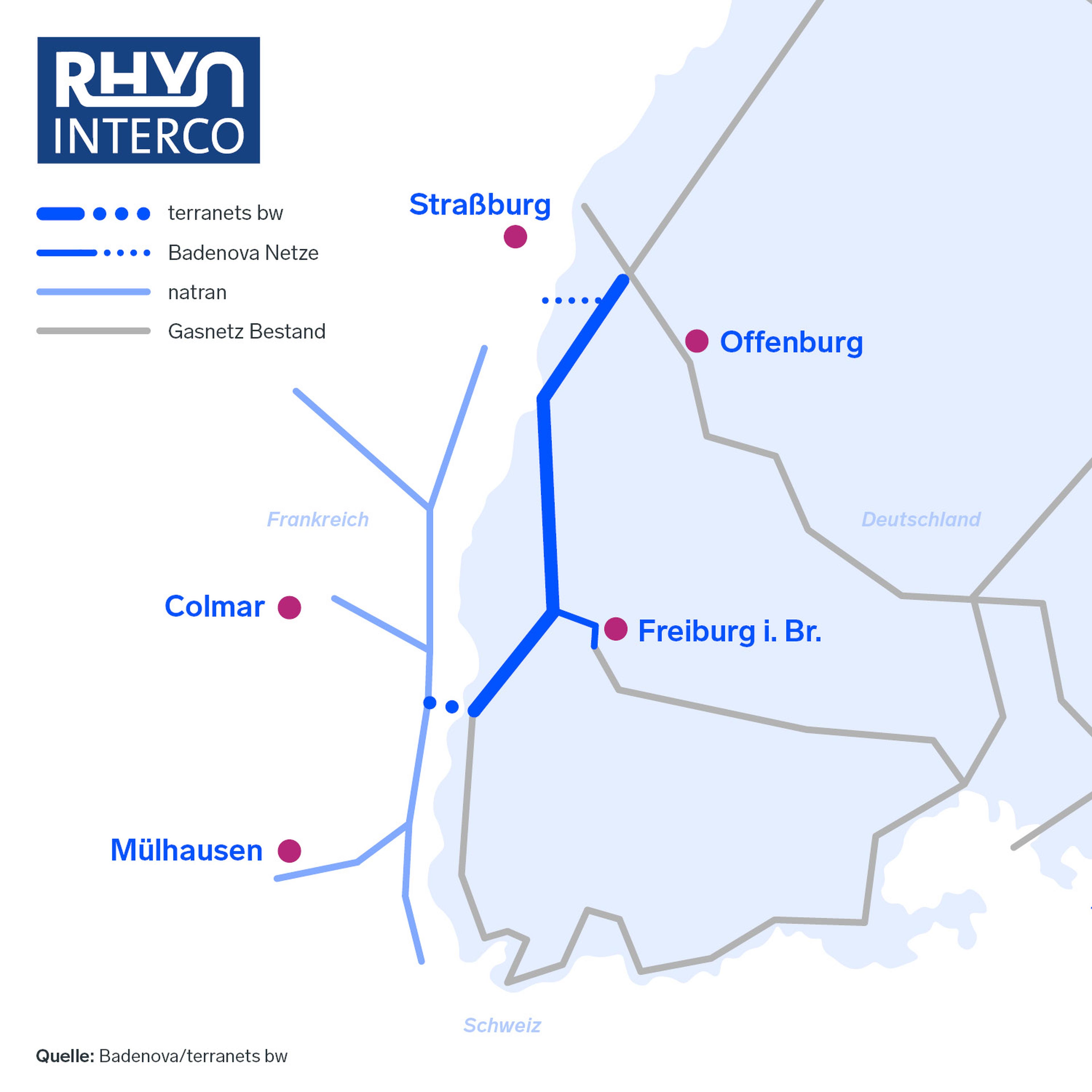 Trassenverlauf RHYN Interco quadrat