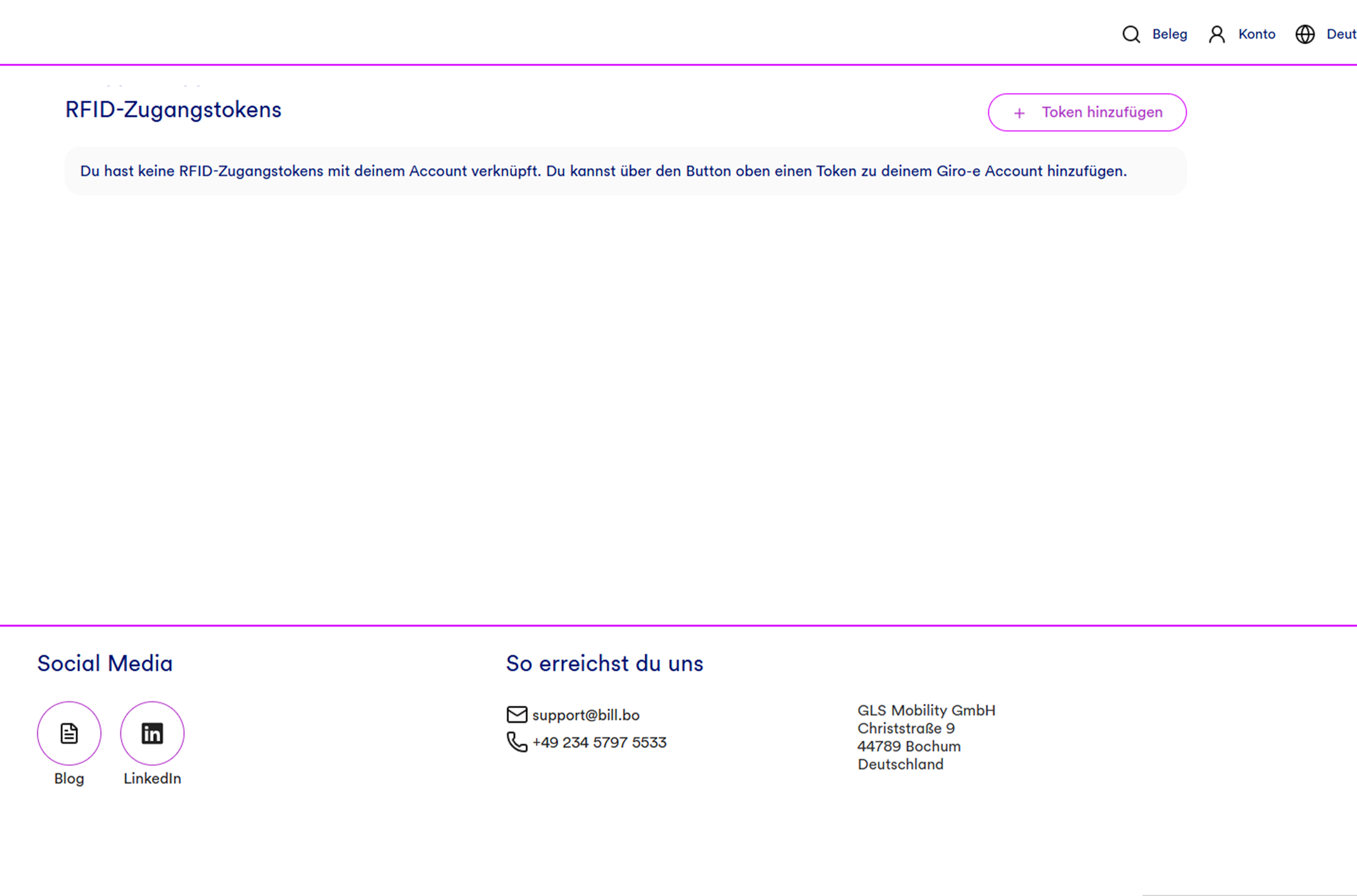 RFID-Zugangsmedien auf Webplattform bill.bo