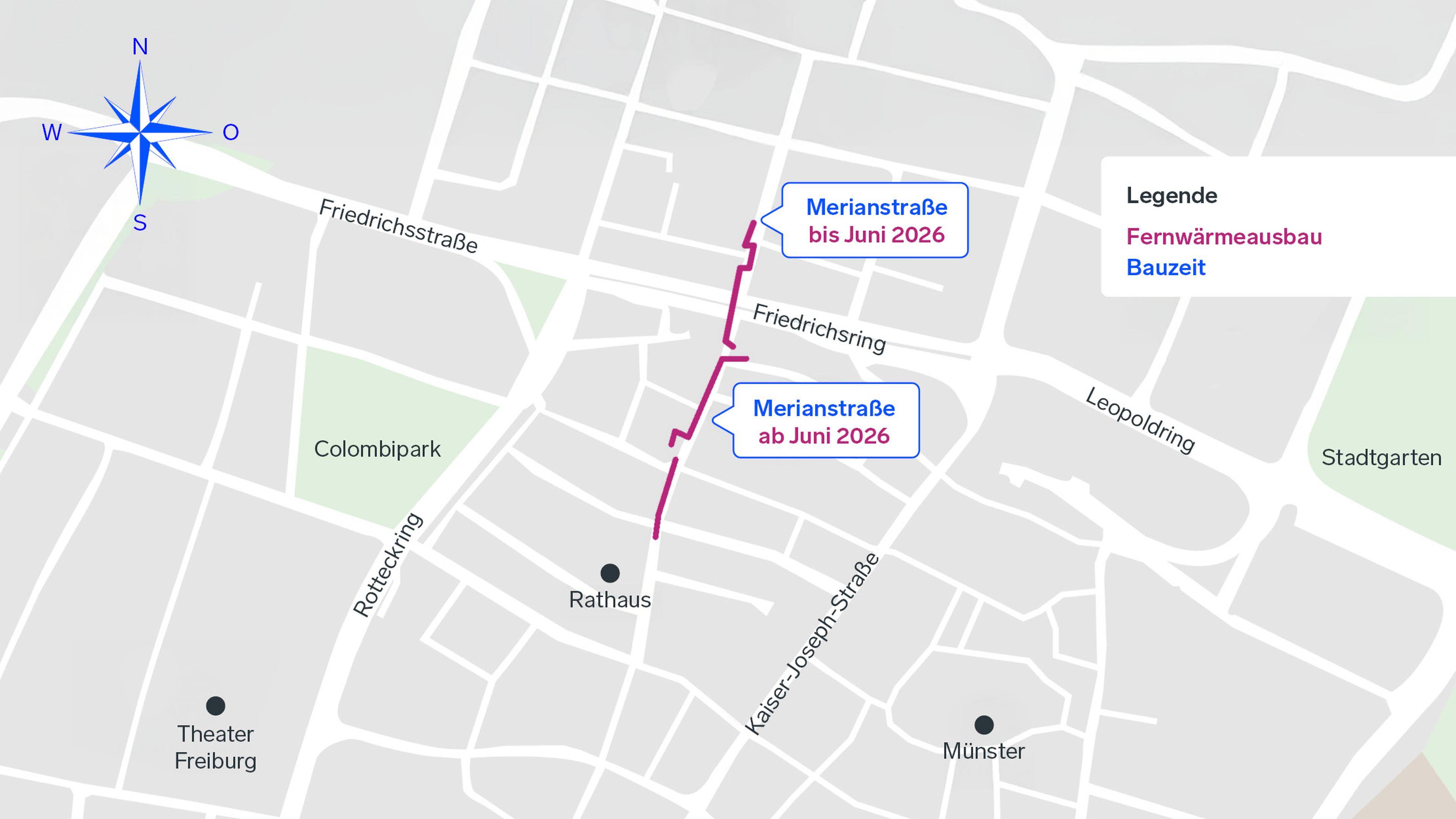 Baustellenabschnitte Innenstadt Freiburg 2026 & 2027