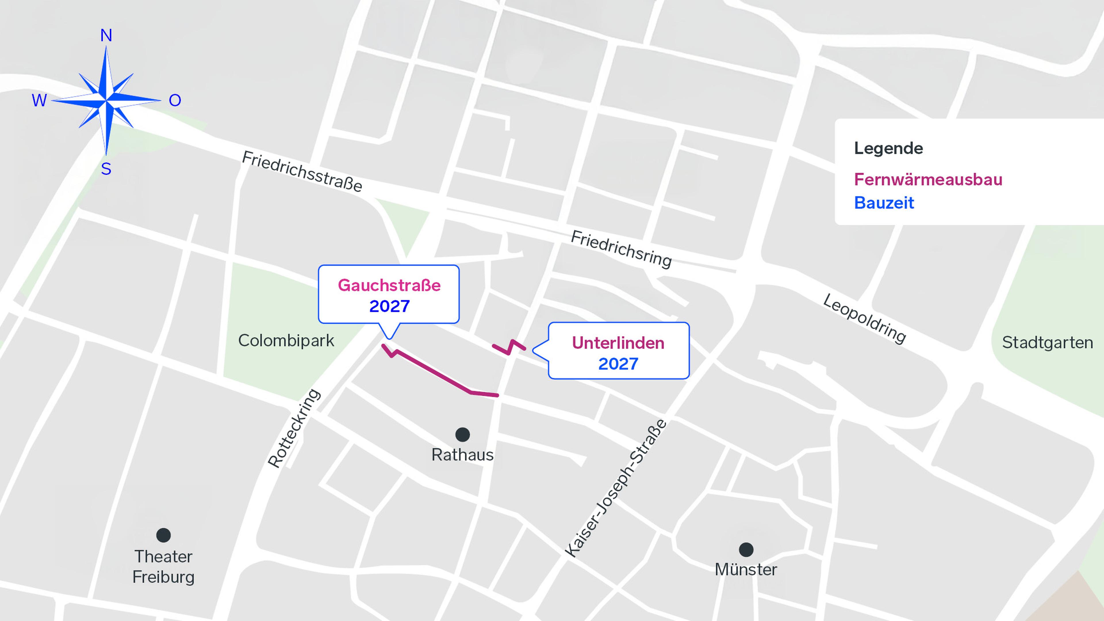 Baustellenabschnitte Innenstadt Freiburg 2026 & 2027