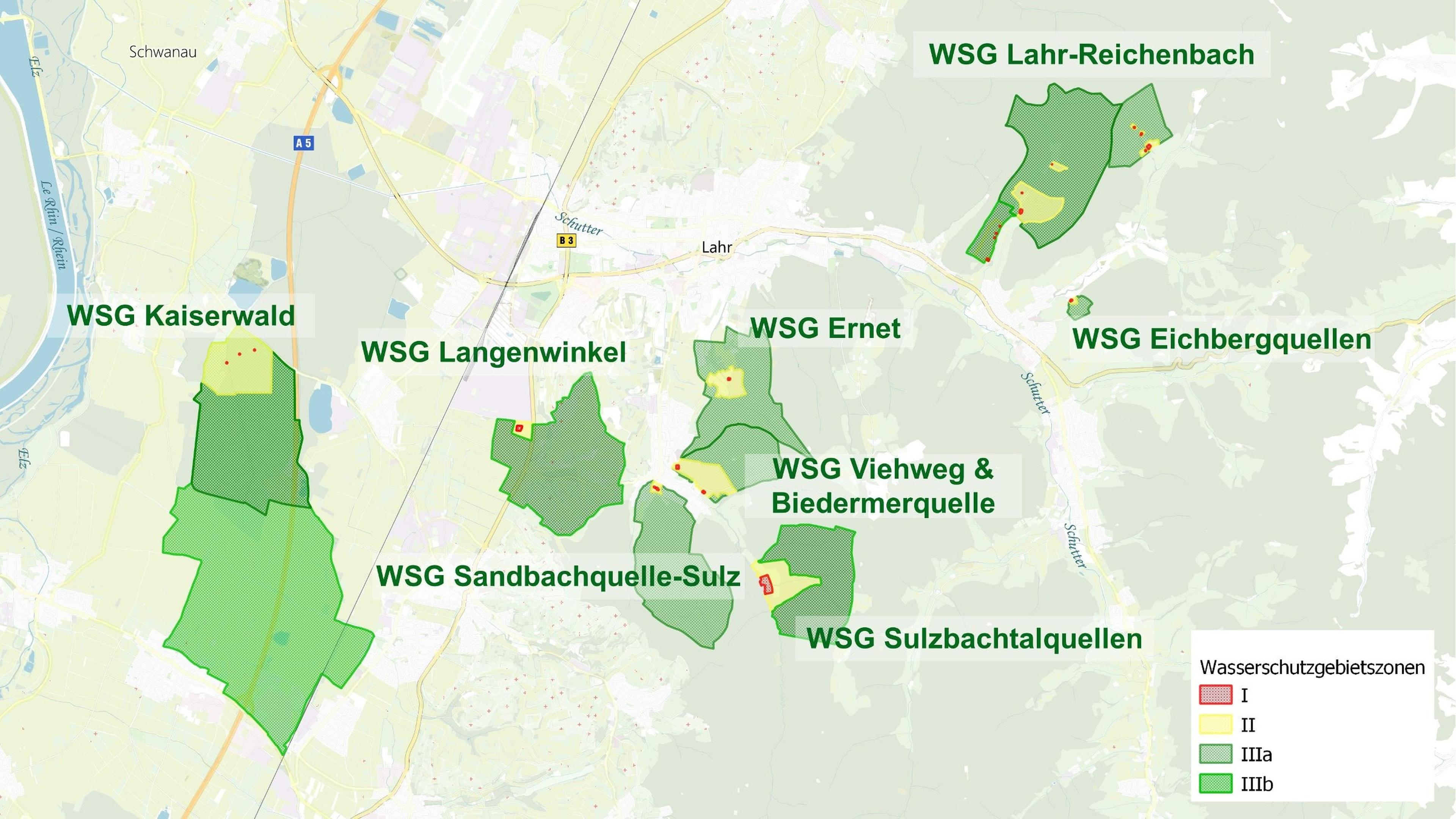 Karte Wasserschutzgebiete Lahr
