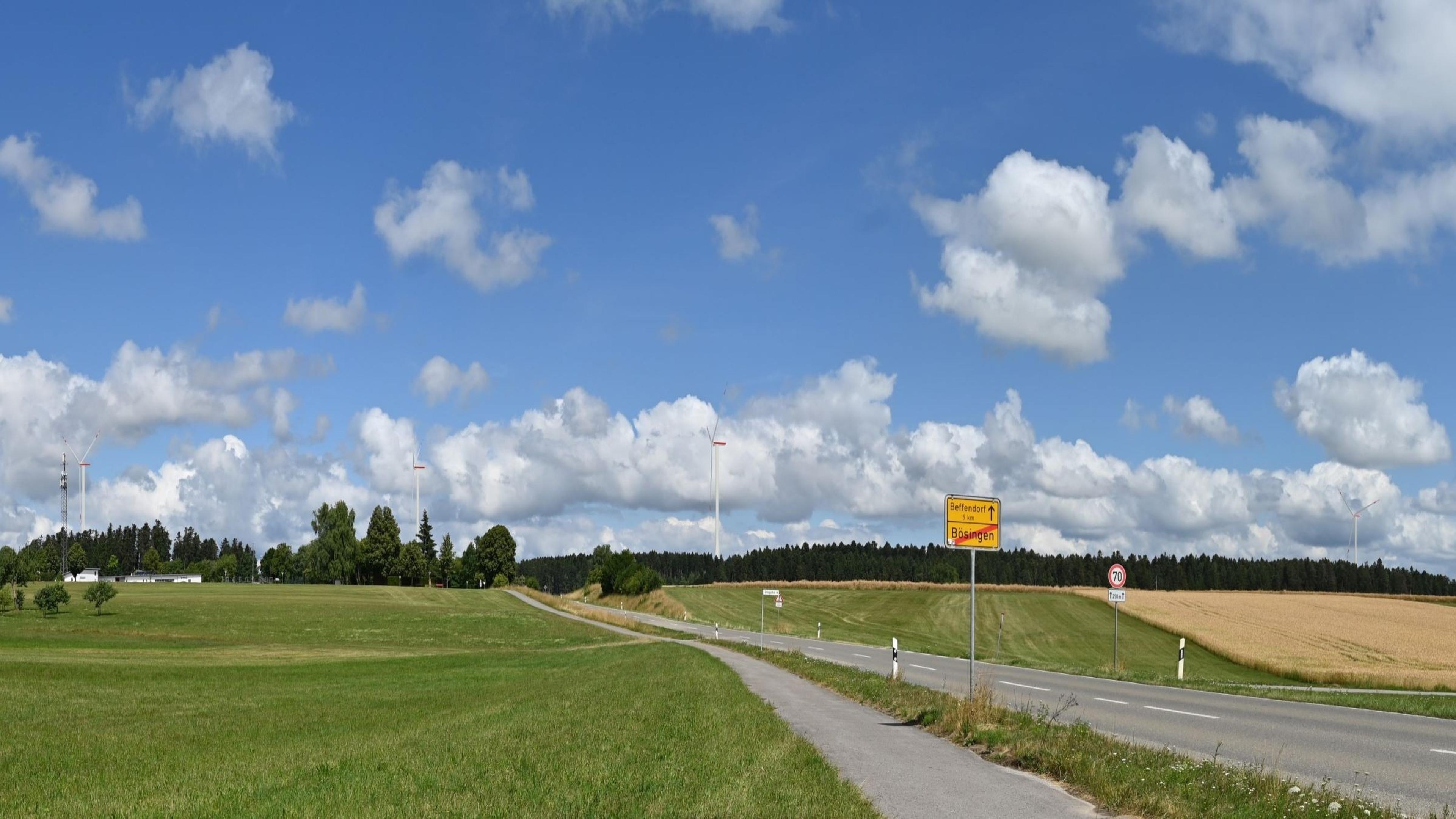Visualisierung Windpark, nach Ortsausgang