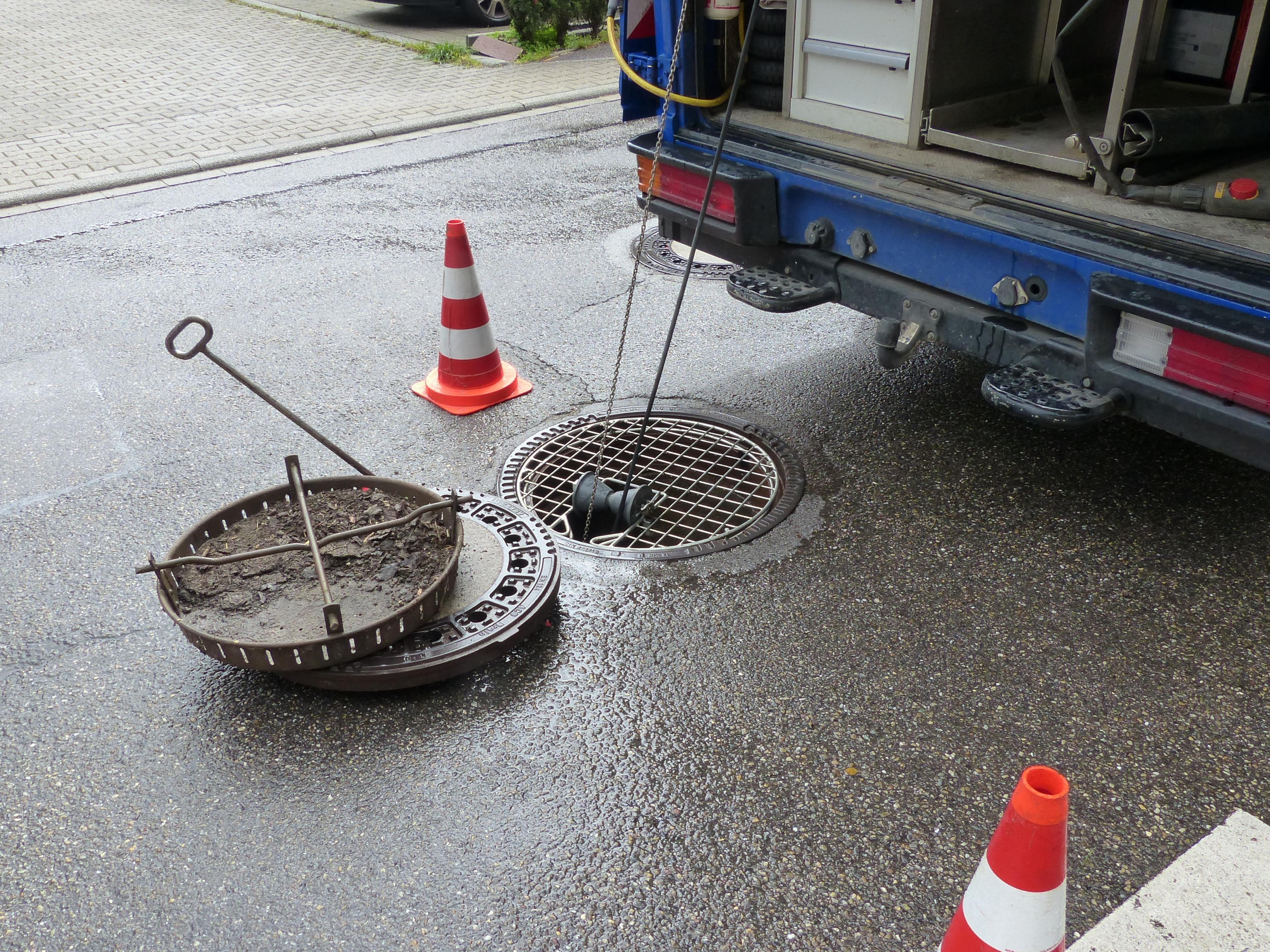 Absperrung Kanalreinigung