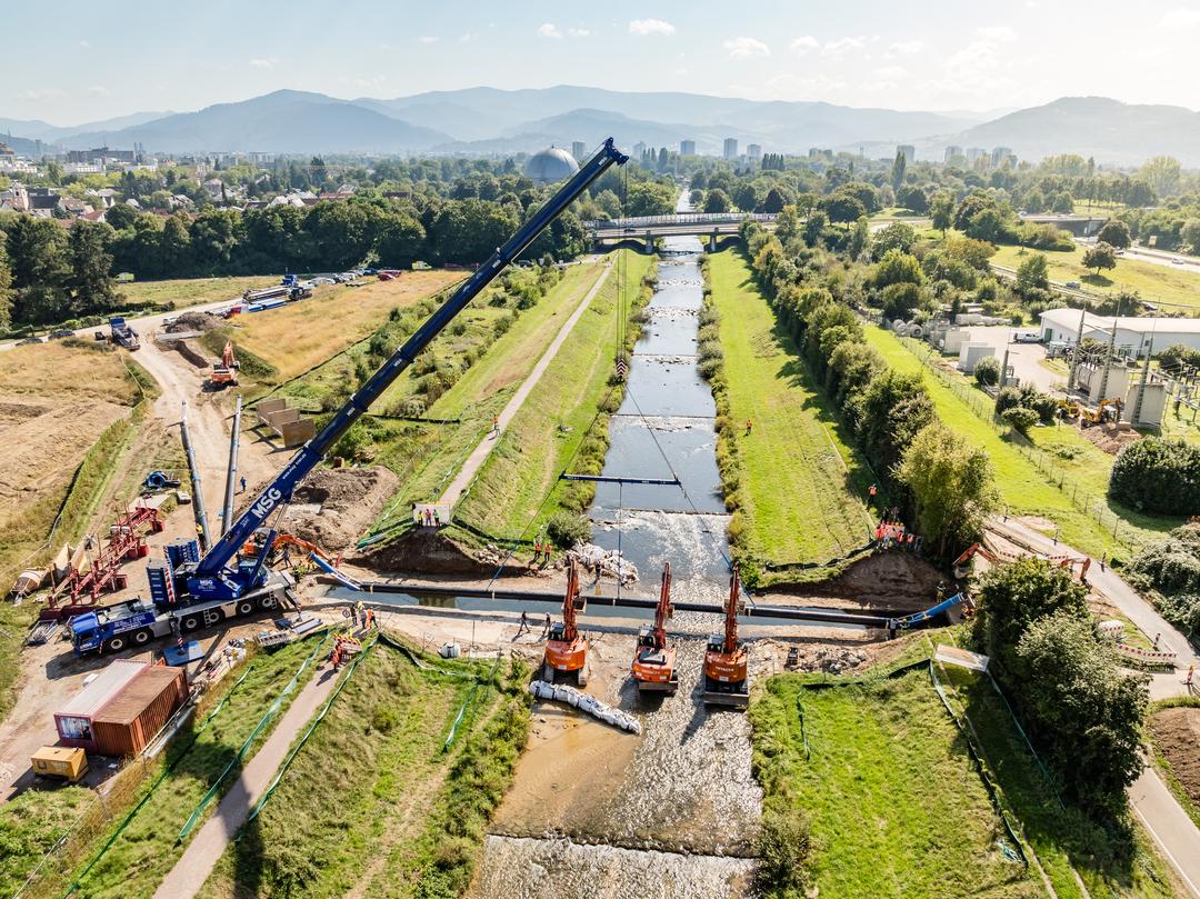 Querung der Dreisam für Fernwärme in Dietenbach
