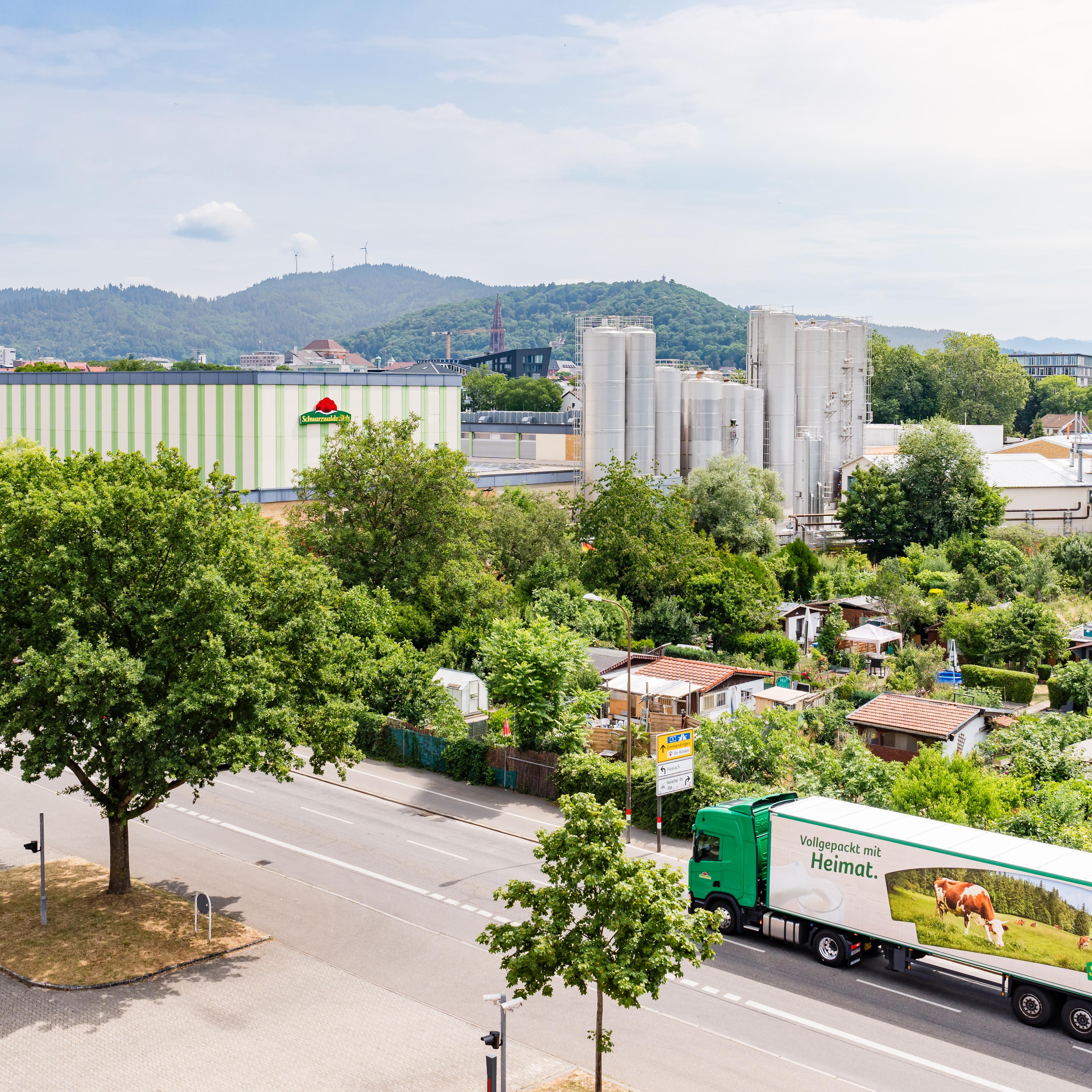 Gelände der Schwarzwaldmilch GmbH Freiburg von oben