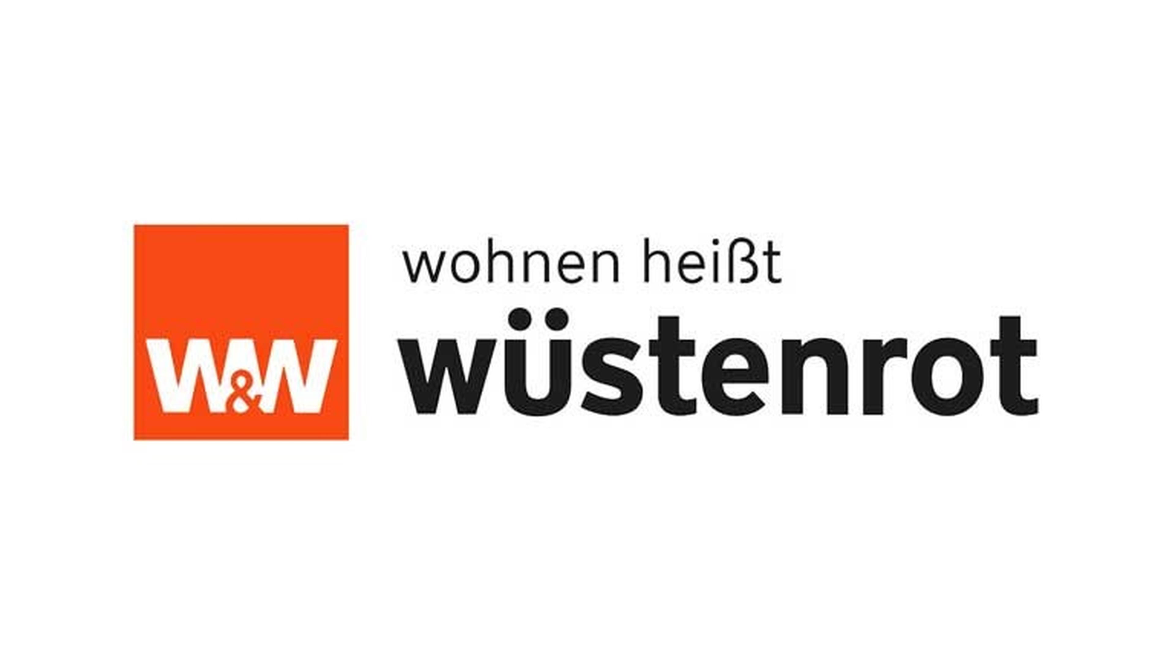 Logo von Wüstenrot mit dem Schriftzug „wohnen heißt wüstenrot“.