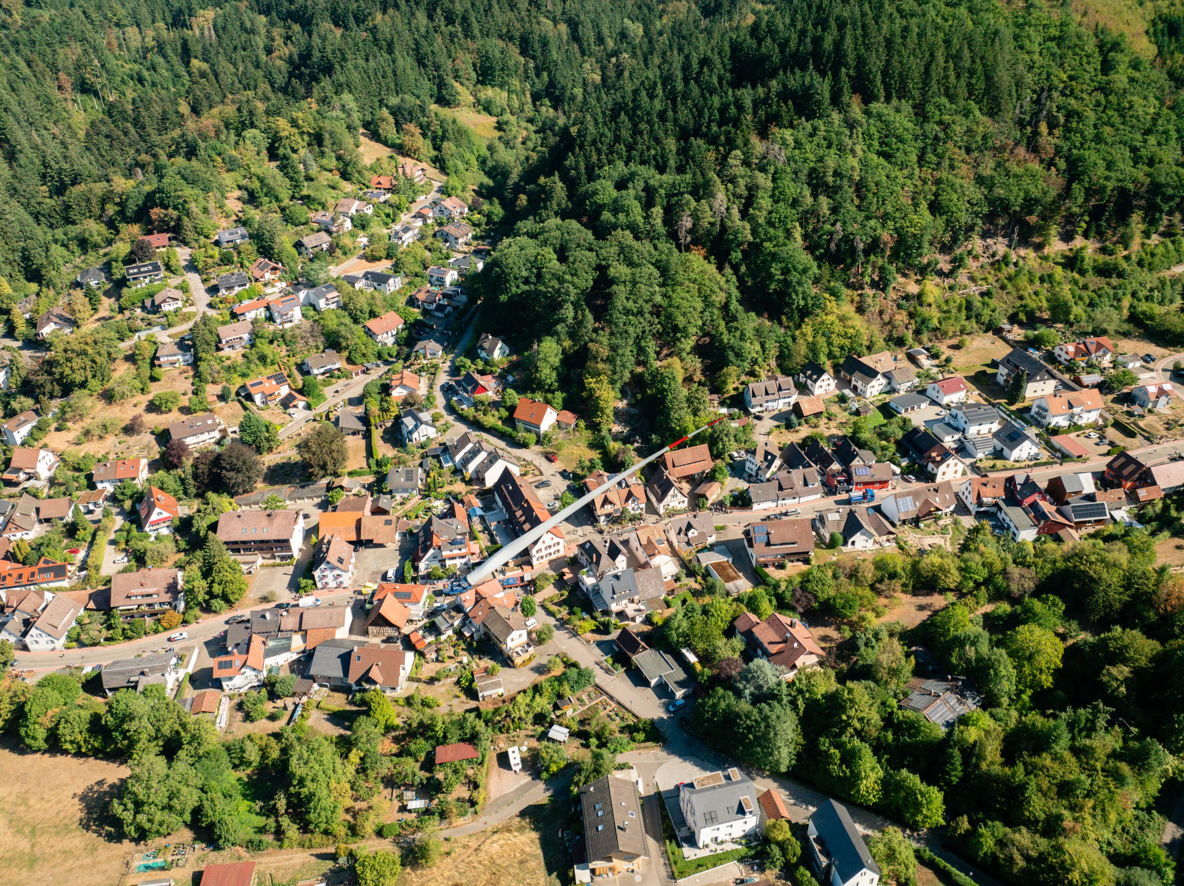 Rotorblatttransport durch die Gemeinden