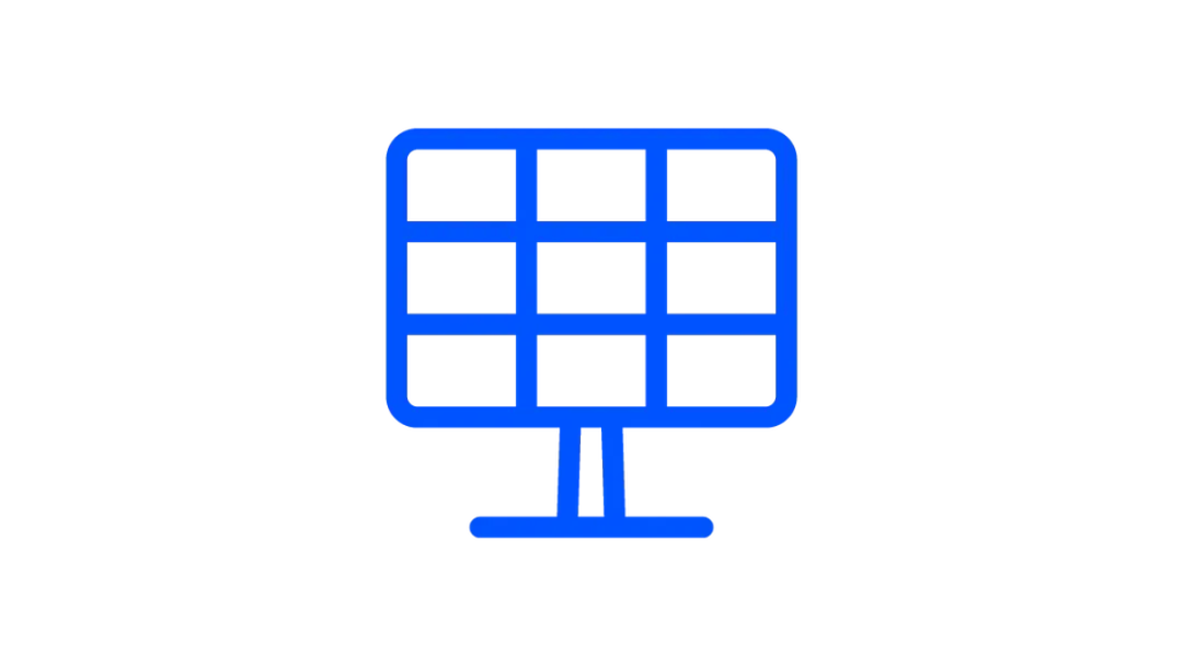 Ein blaues Icon, das eine PV-Anlage darstellen soll