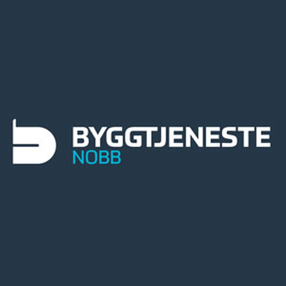 Logo of Byggtjeneste NOBB with stylized letter "B" on a dark blue background.