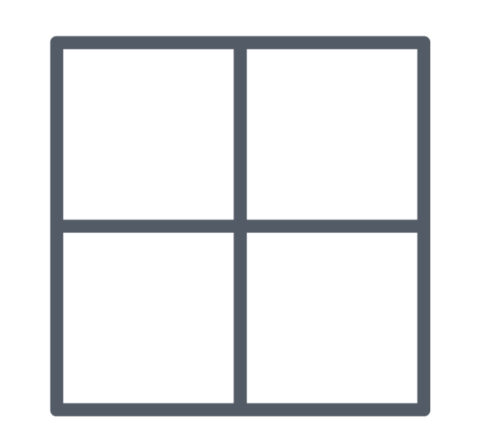 A grayscale grid with four square sections, divided by thick dark lines on a light background.