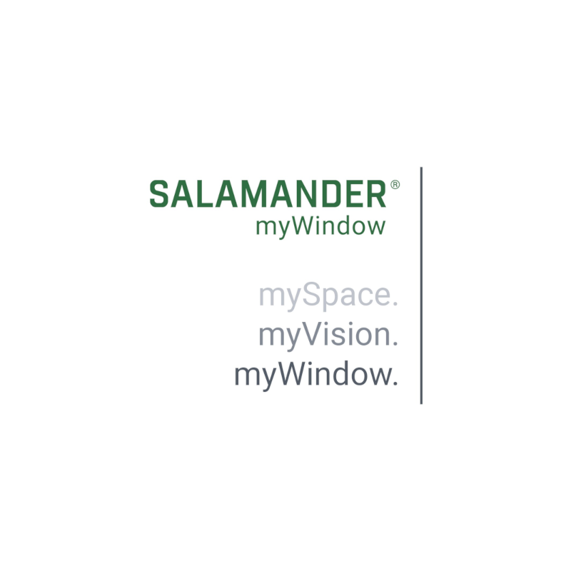 Salamander logo with the tagline "myWindow, mySpace, myVision, myWindow" on a white background.