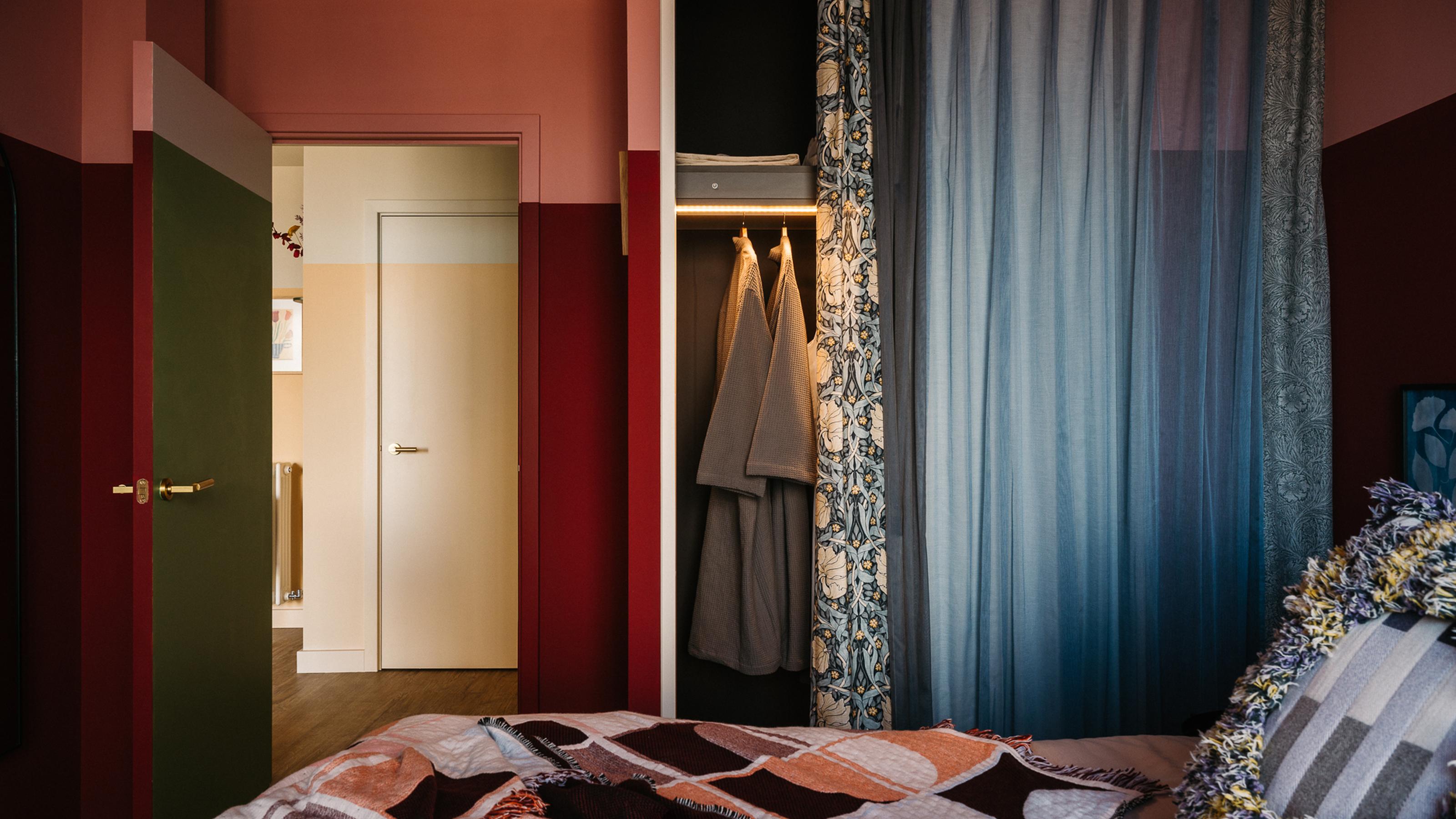 Interior view of the Laura Perryman designed bedroom - new apartments for rent in Walthamstow