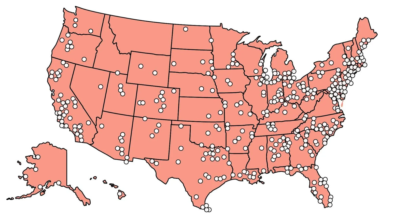 A map showing all the communities where Project DASH is operating.