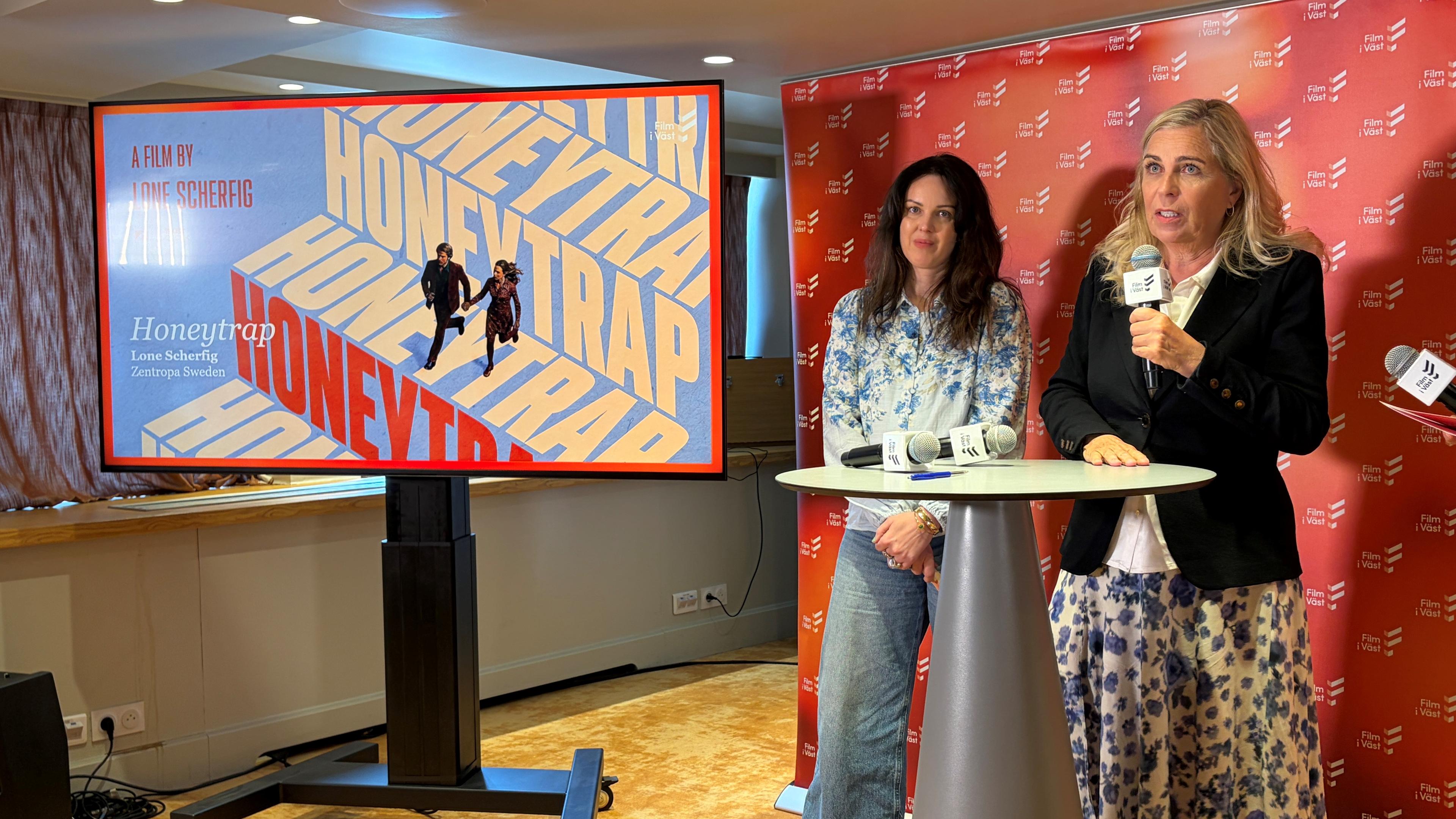 Lizette Jonjic, Zentropa Sweden och regissör Lone Scherfig presenterade Honeytrap.