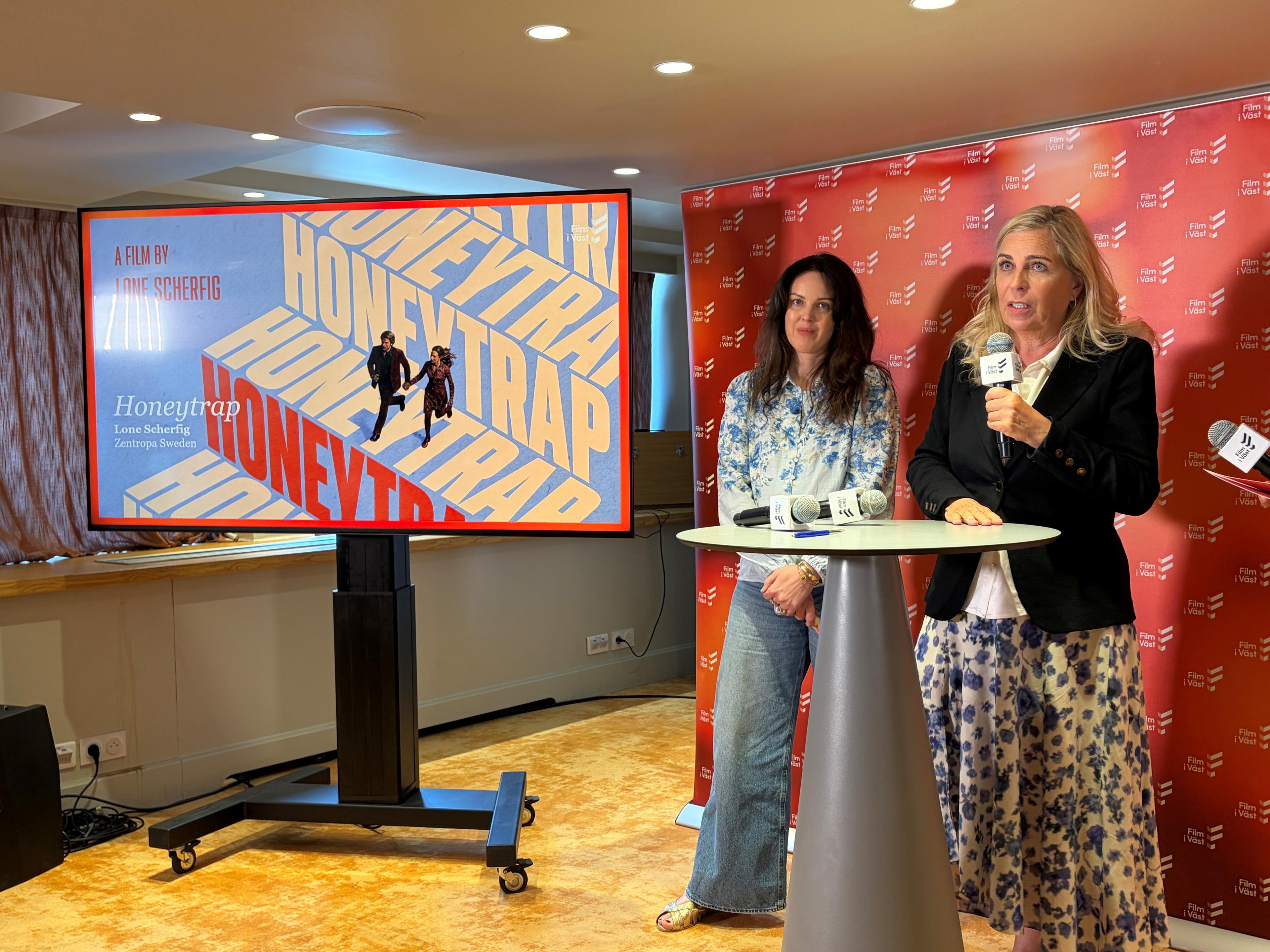 Lizette Jonjic, Zentropa Sweden och regissör Lone Scherfig presenterade Honeytrap.