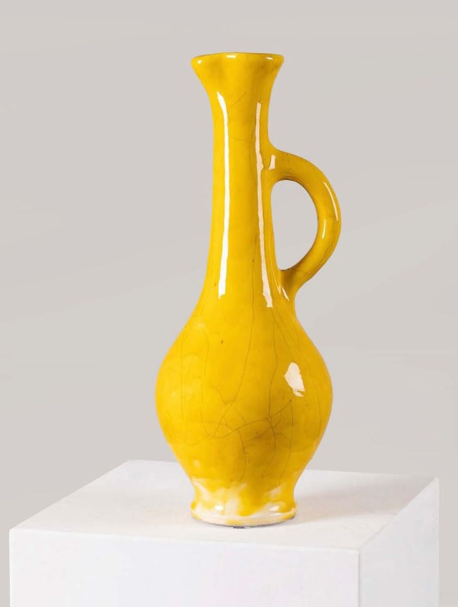 Yellow Glazed Ceramic Pitcher