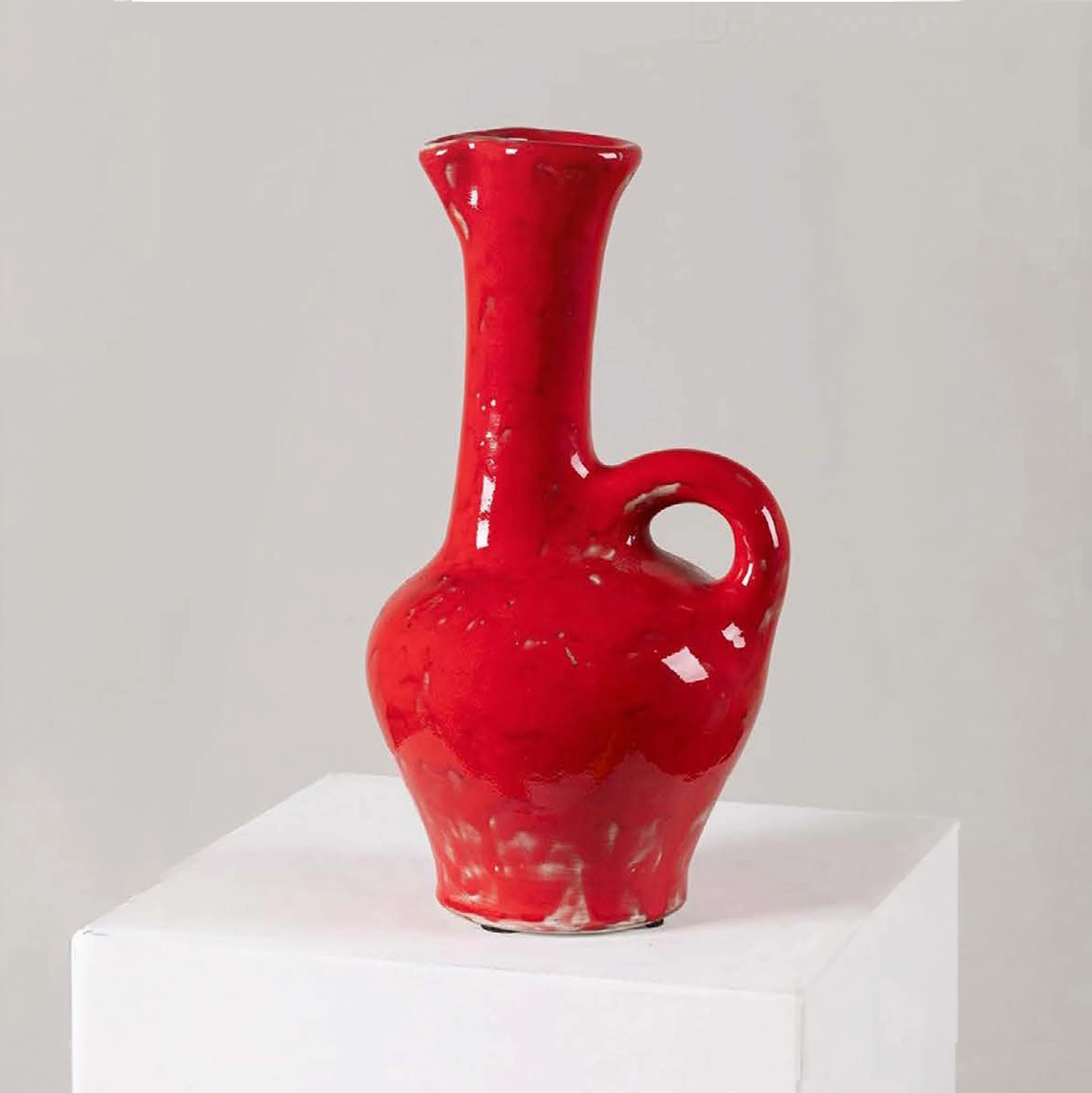 Red Glazed Ceramic Pitcher