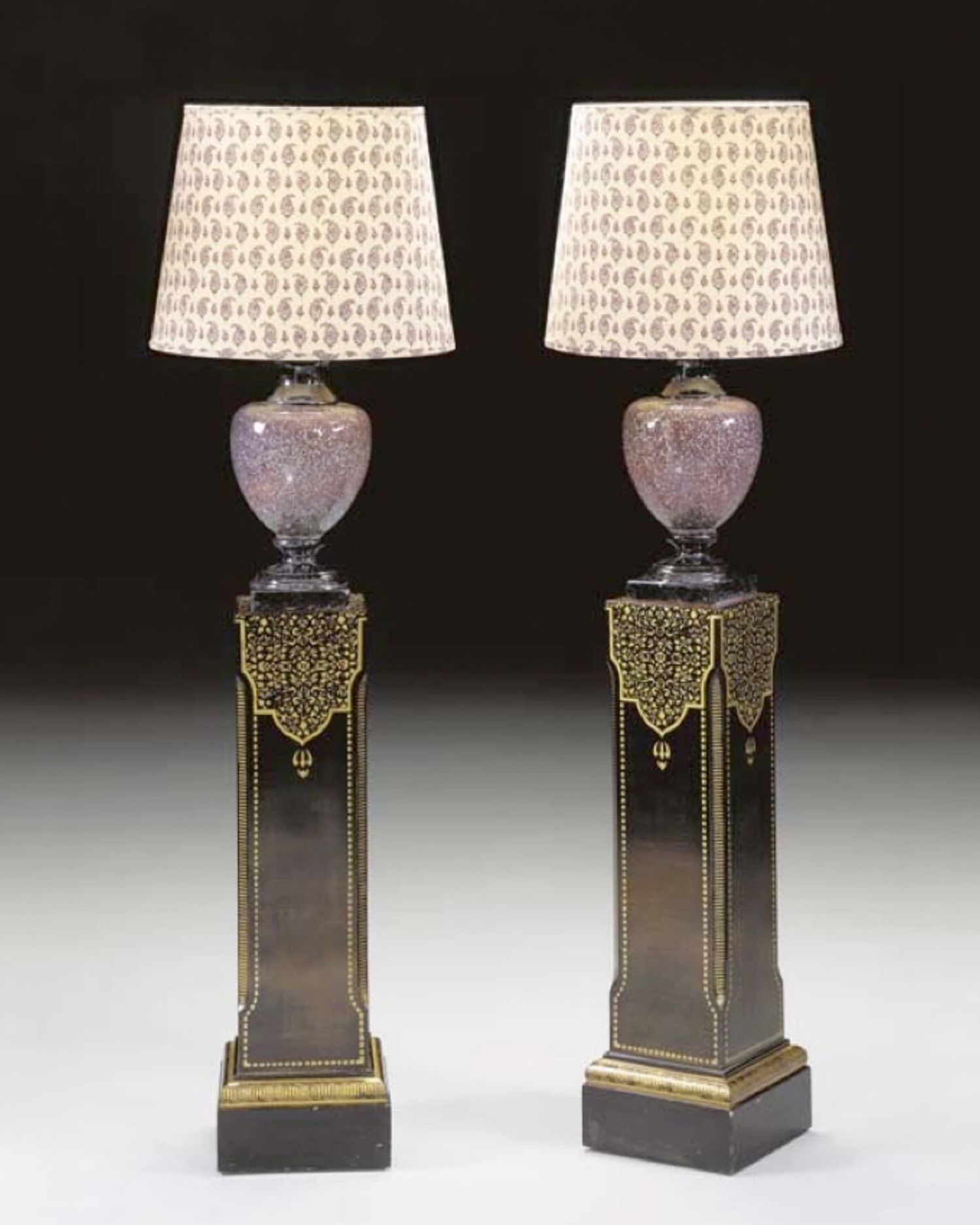 Pair of Simulated Porphyry Ceramic Lamps