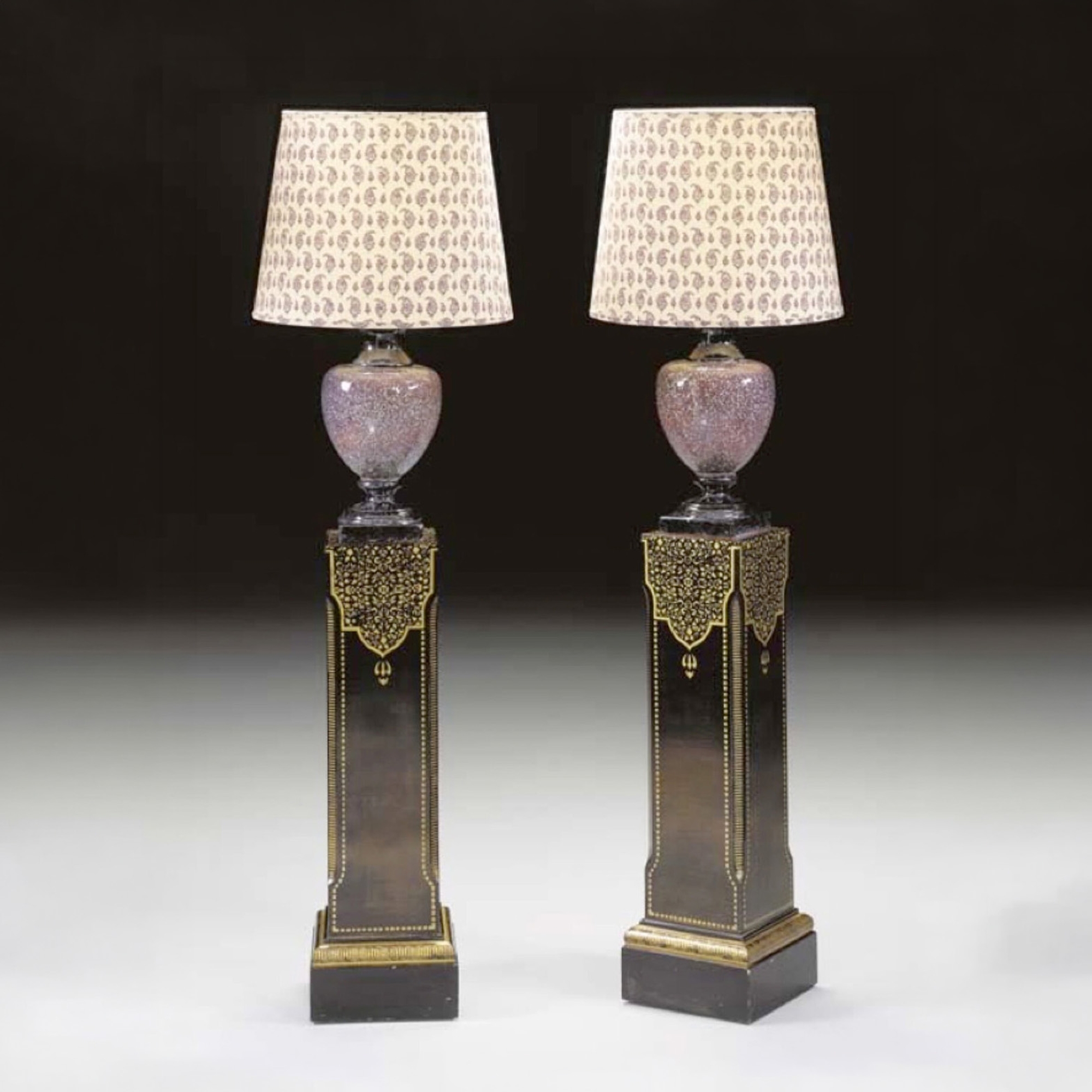 Pair of Simulated Porphyry Ceramic Lamps