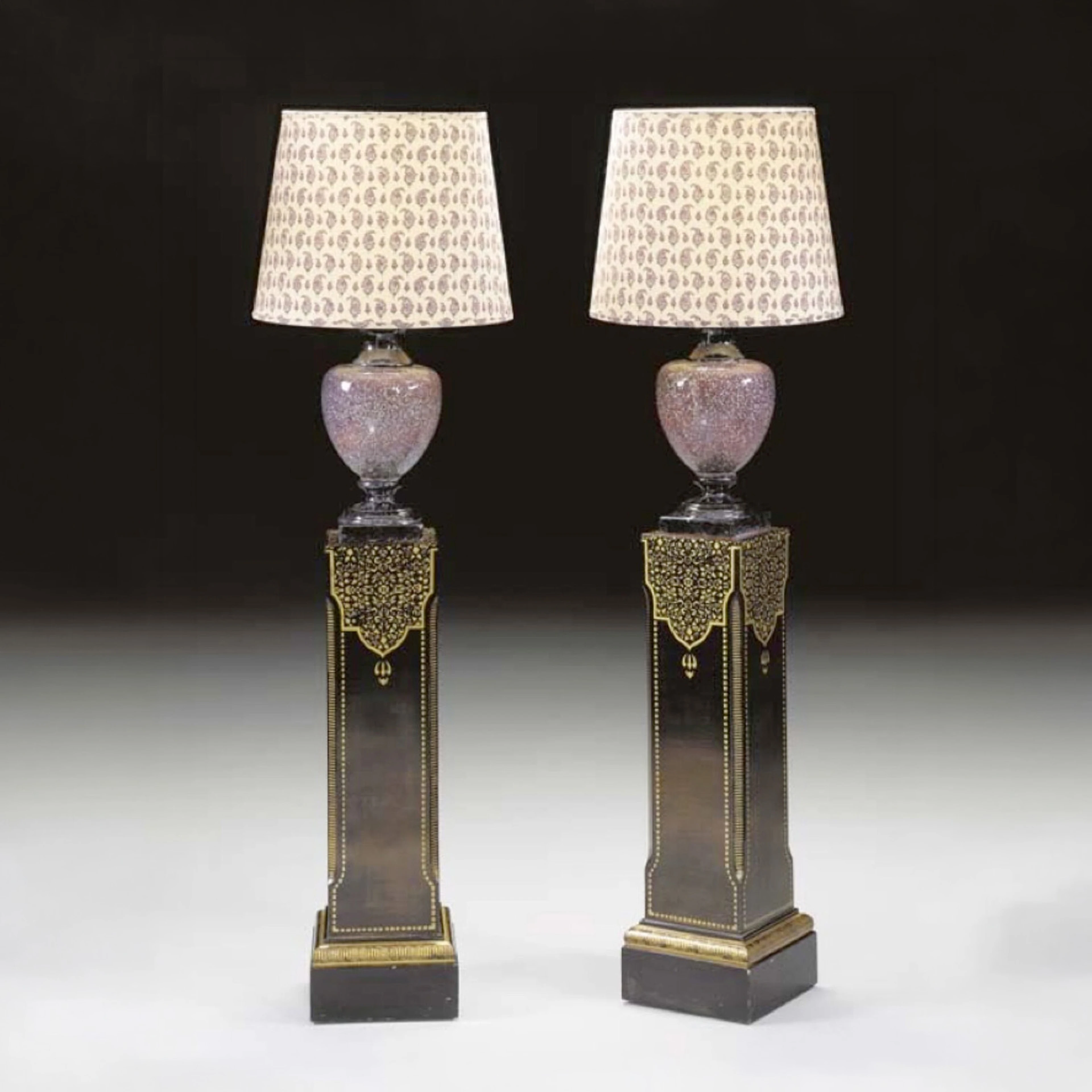 Pair of Simulated Porphyry Ceramic Lamps