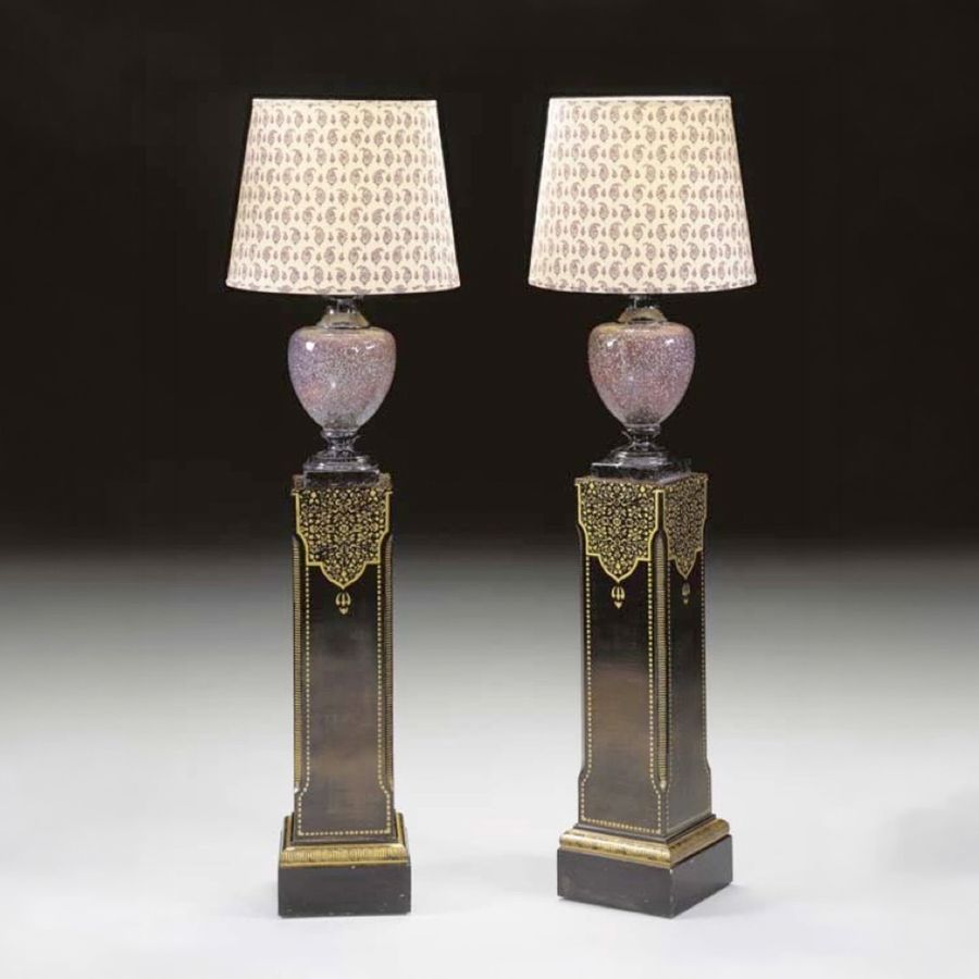 Pair of Simulated Porphyry Ceramic Lamps