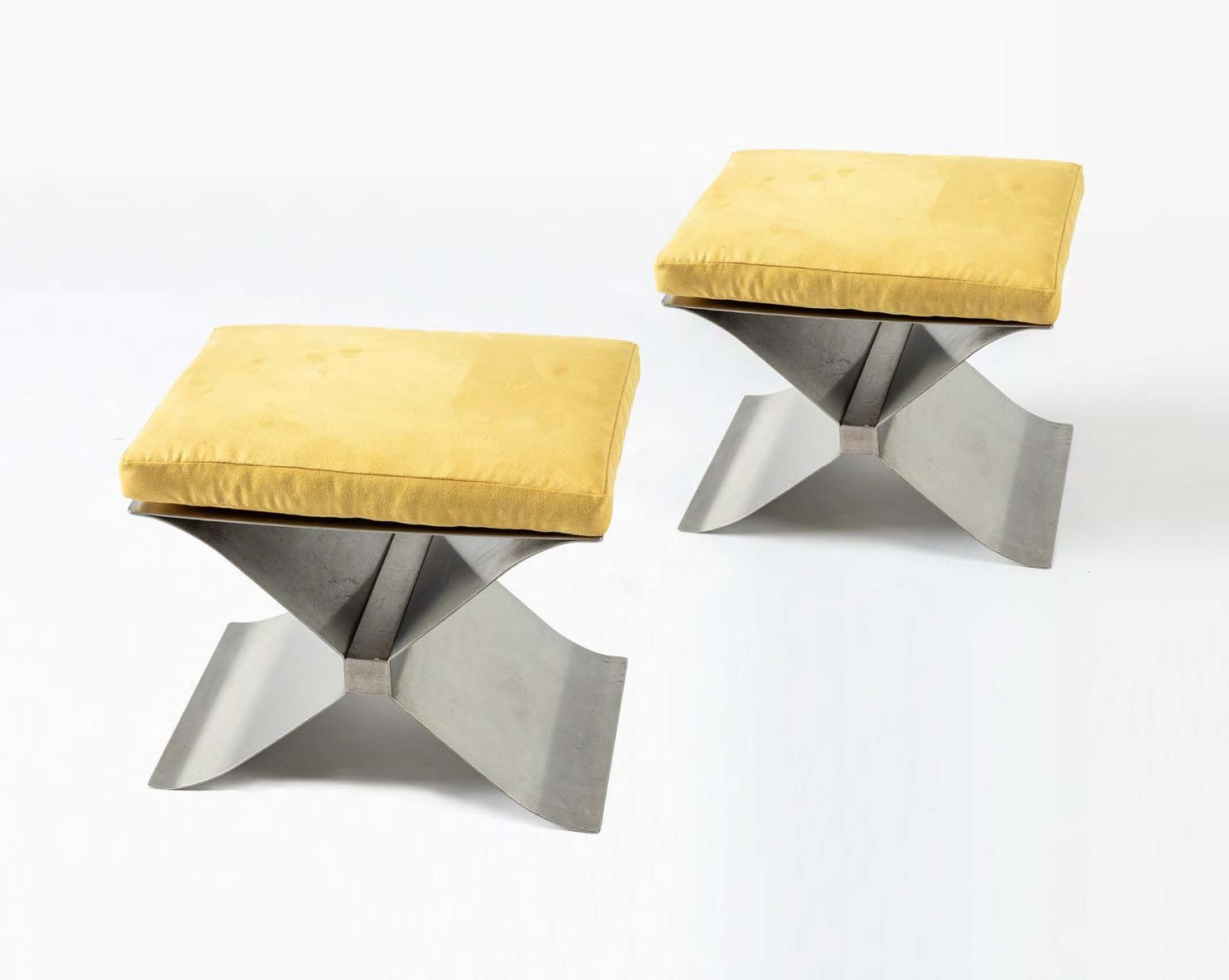 Pair of Stainless Steel Stools 