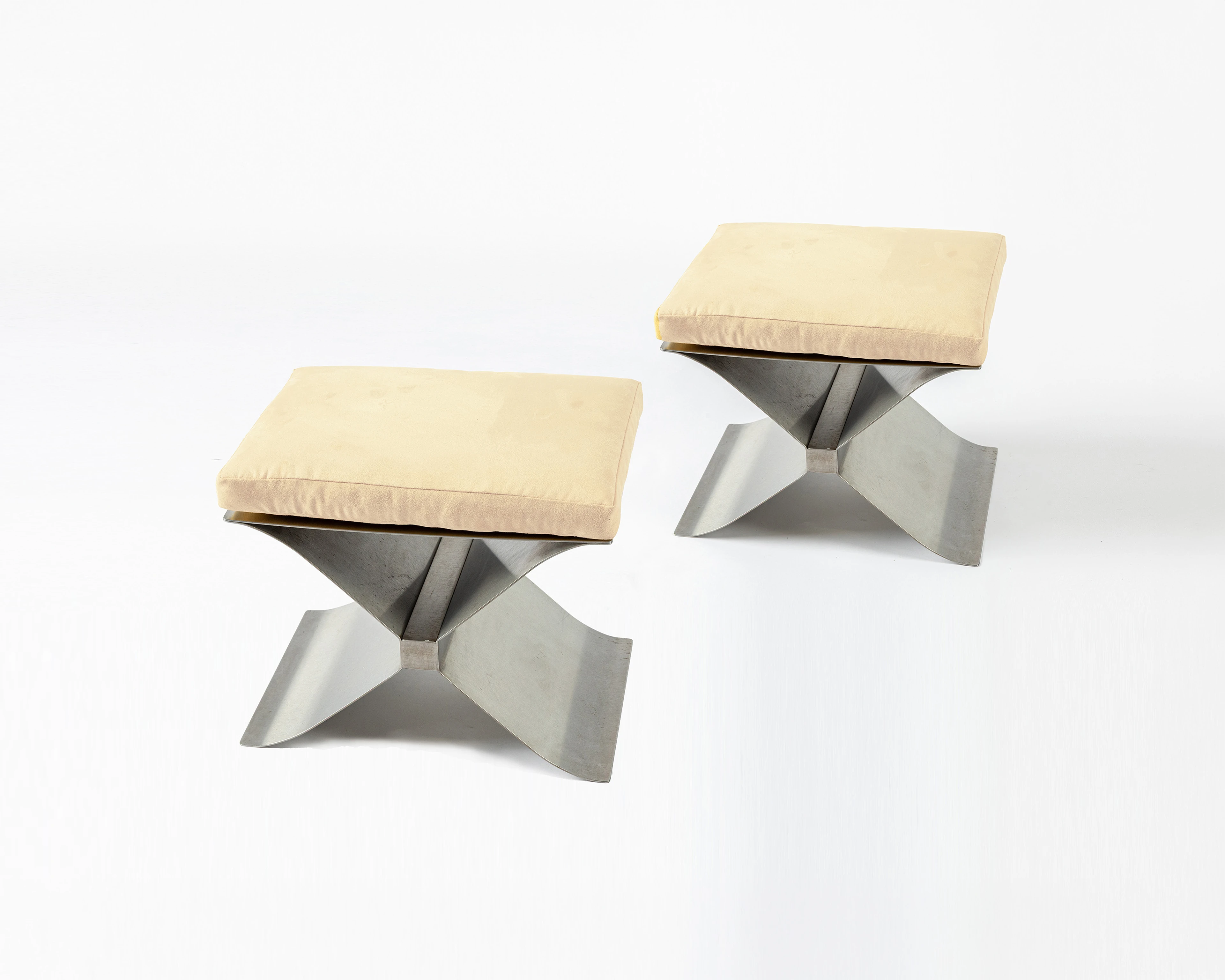 Pair of Stainless Steel Stools 