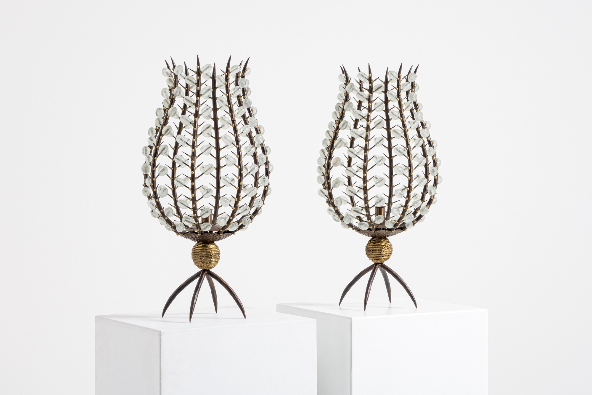 Pair of 'Perles' Candelabra