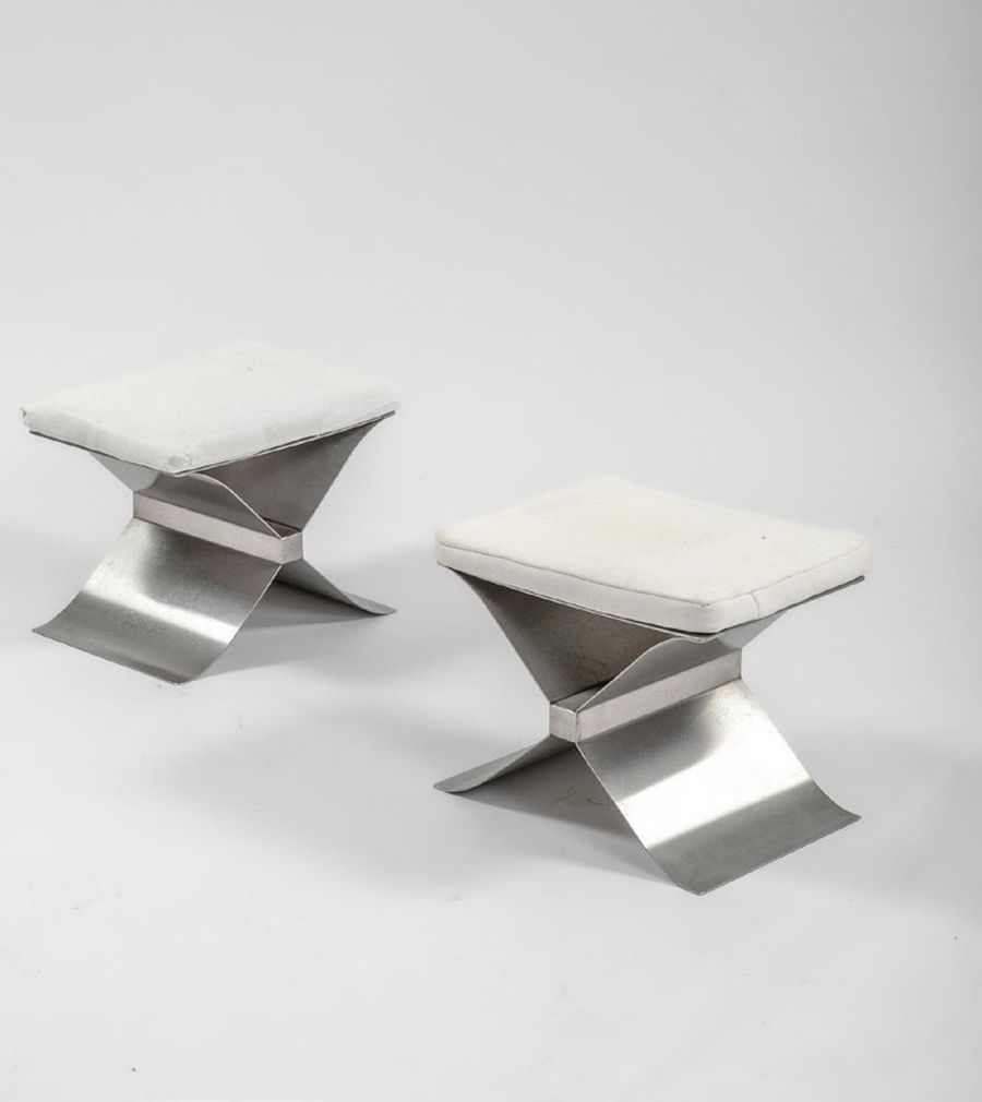 Pair of Stainless Steel Stools 