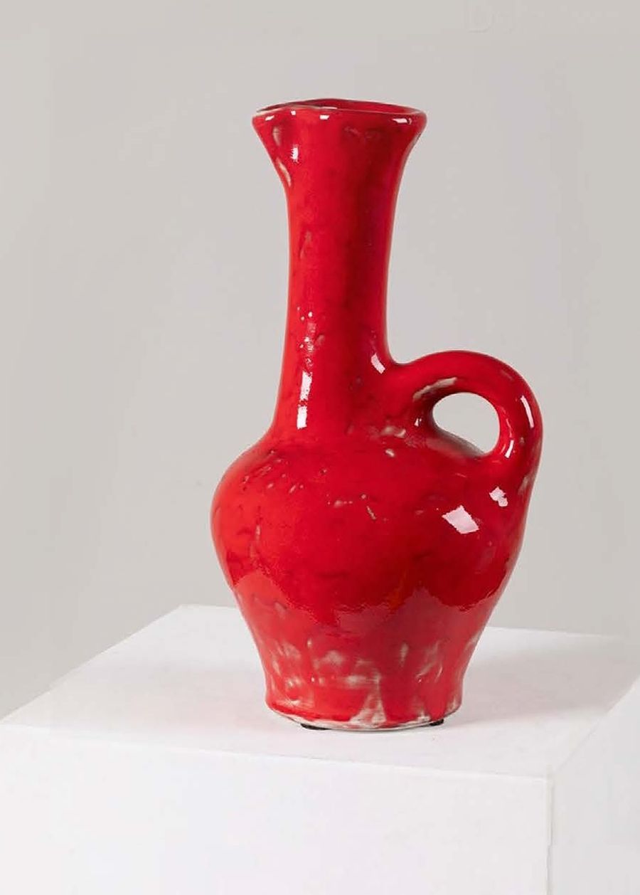 Red Glazed Ceramic Pitcher