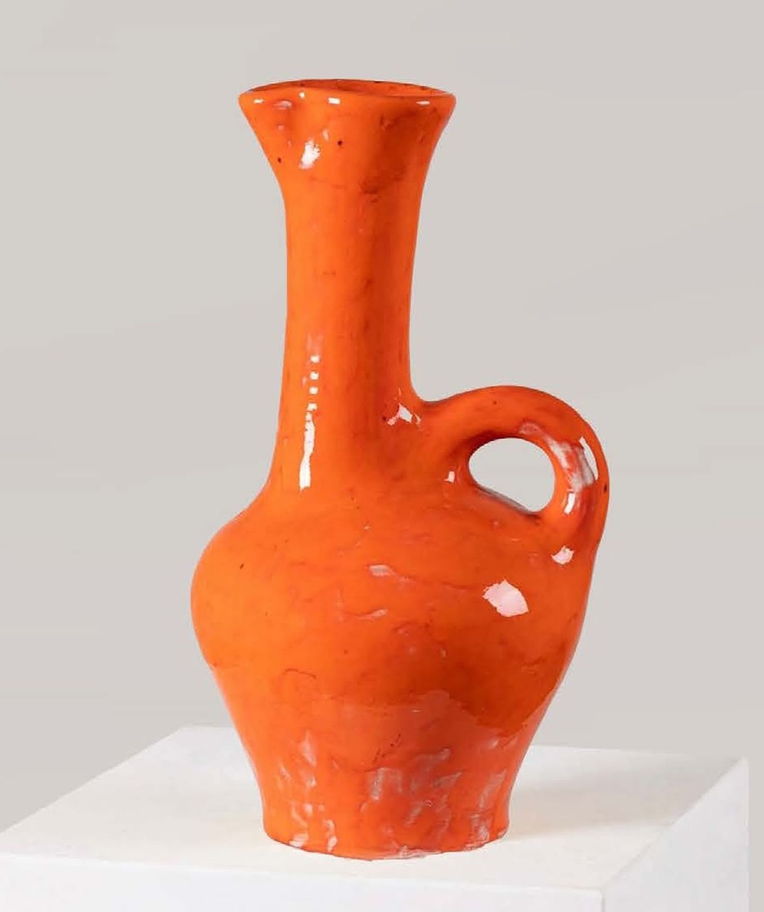 Orange Glazed Ceramic Pitcher