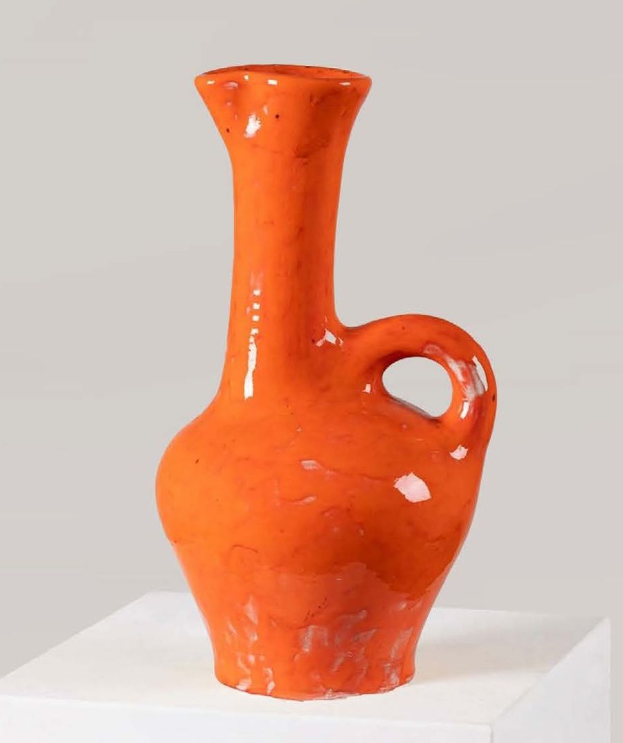 Orange Glazed Ceramic Pitcher