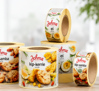 Johma verpakkingen_etiketten op rol_ Sfeer achtergrond