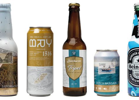 Blikjes en flesjes bier naast elkaar