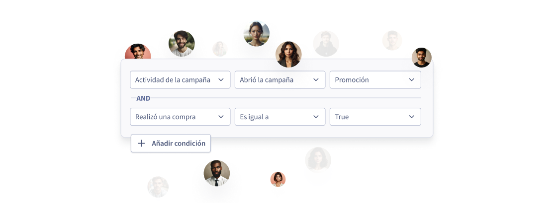 Configuración de condiciones para segmentación email marketing basada en comportamiento del suscriptor