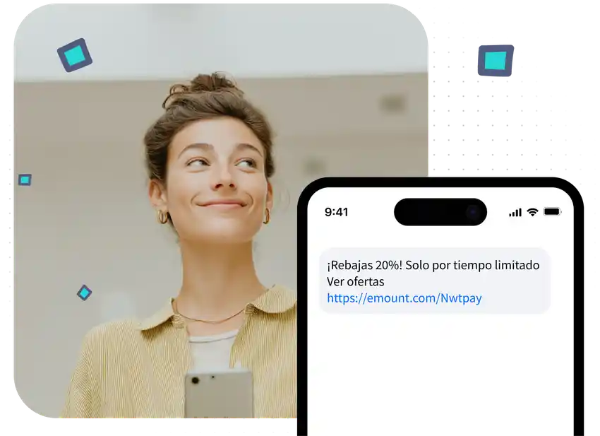 Persona recibiendo un SMS promocional desde una campaña de SMS marketing creada con Easymailing.