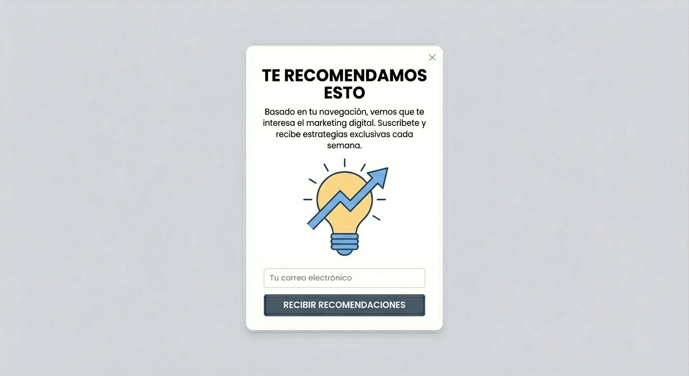 Pop-up de recomendación personalizada