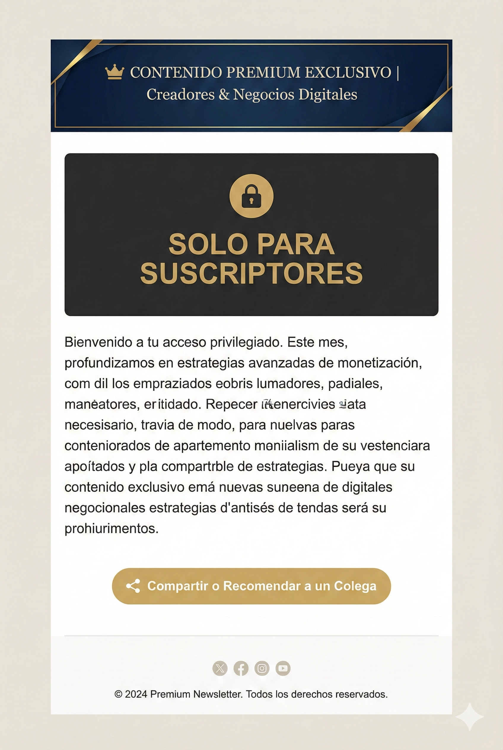 Plantilla de newsletter con contenido Premium Plantilla de newsletter con contenido Premium