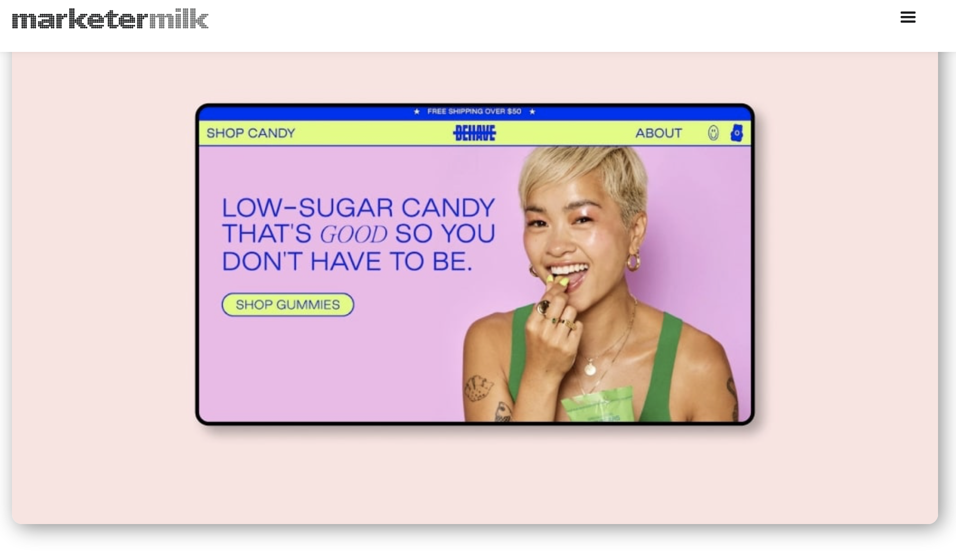 Ejemplo Marketermilk landing page