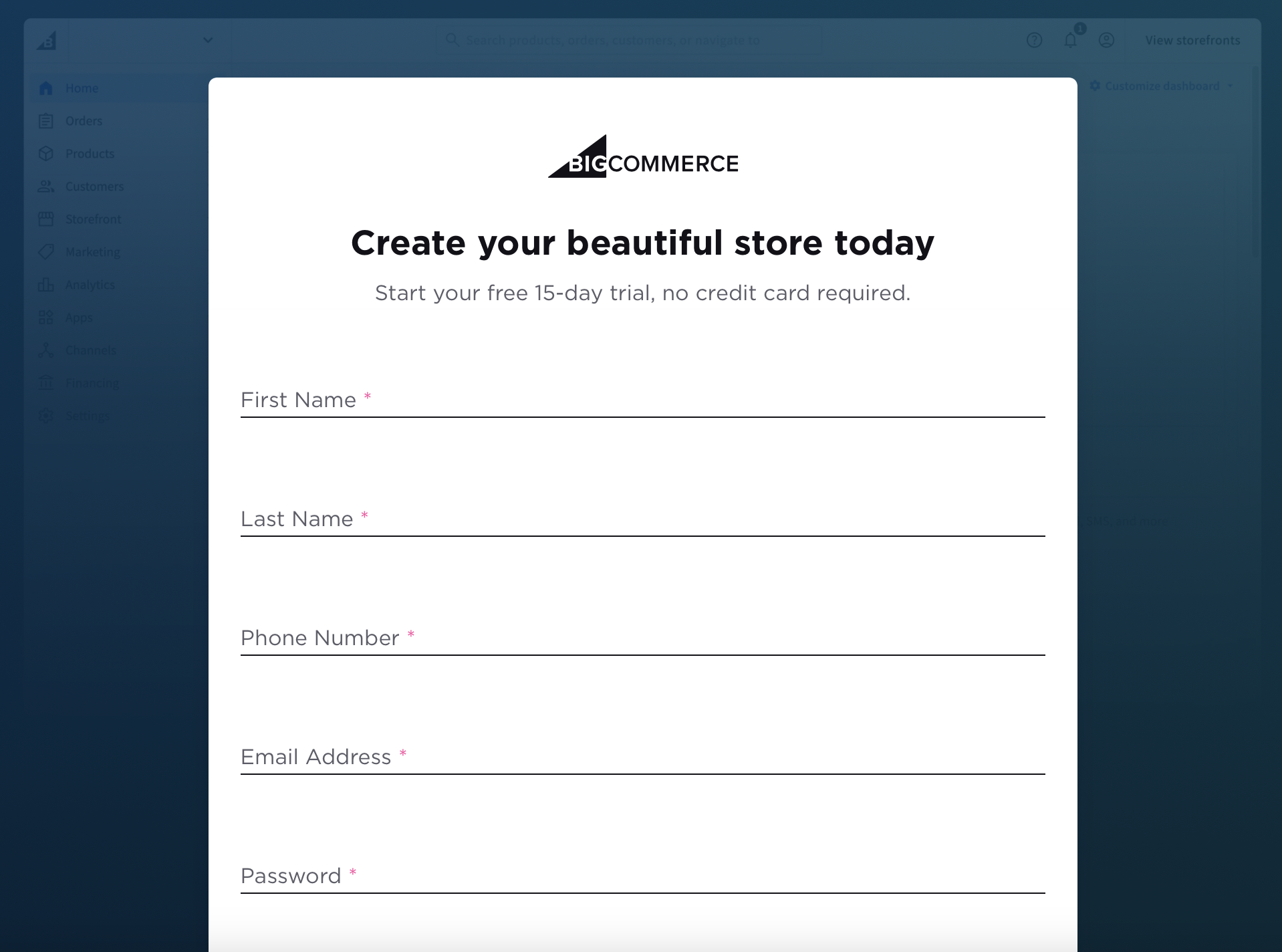 Ejemplo Bigcommerce de landing page